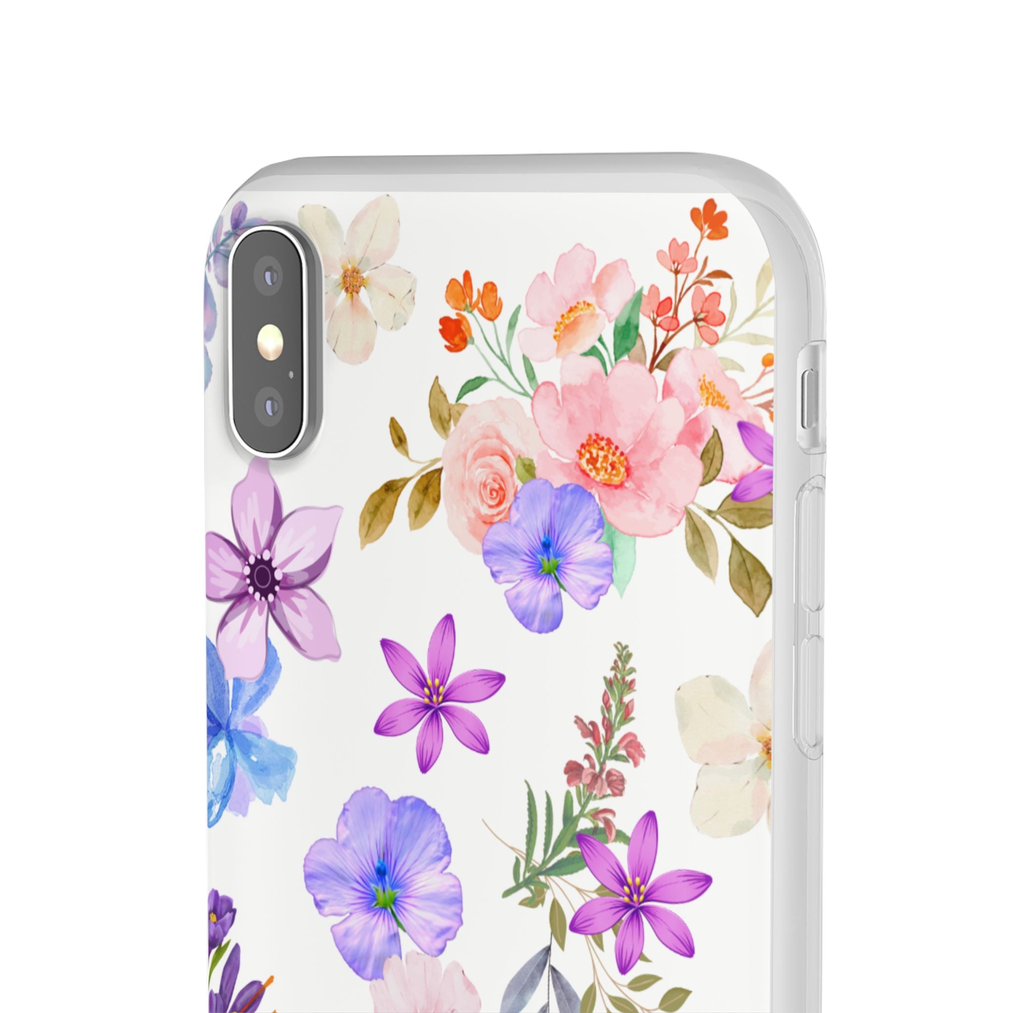 Floral White Flexi Clear Cases for Most Phone Types
