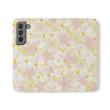 Pastel Frangipanis Yellow Wallet Style Phone Case Vegan Leather