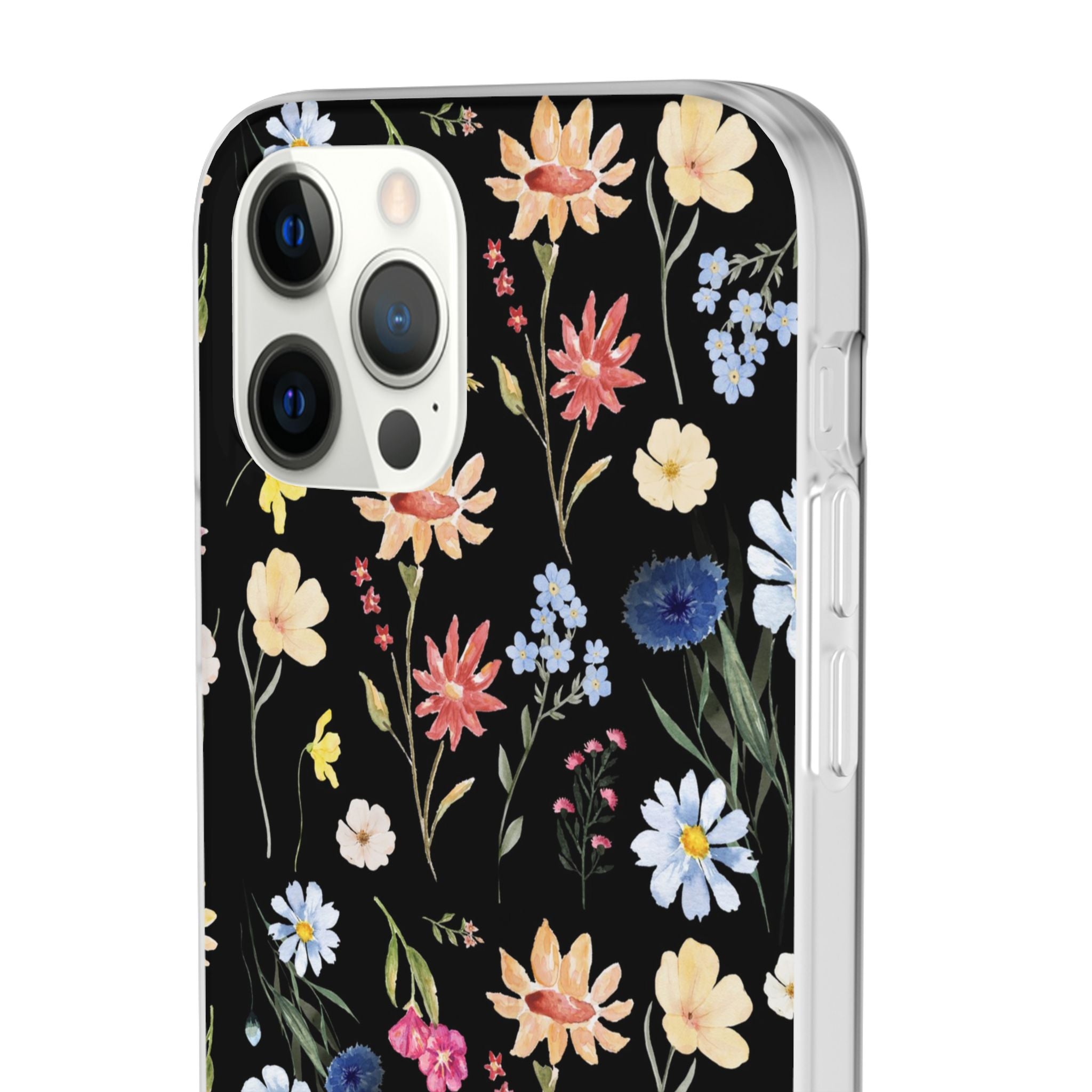 Wildflowers Painted Black Flexi Clear Case for Most Phone Types