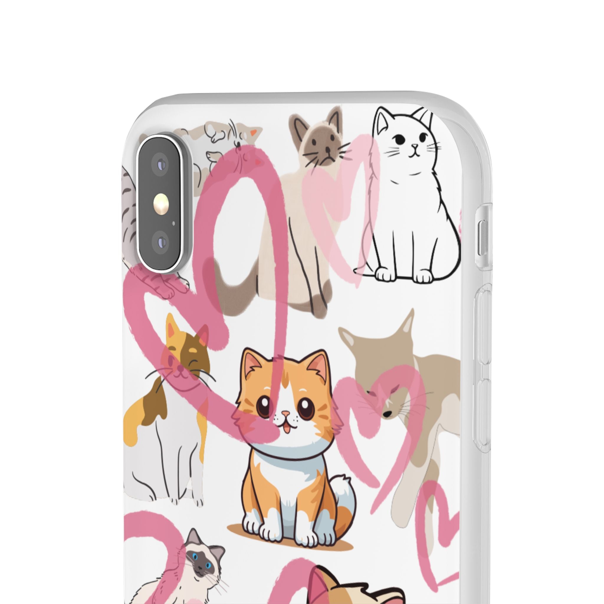 Cats Love White Flexi Clear Cases for Most Phone Types (FWS)