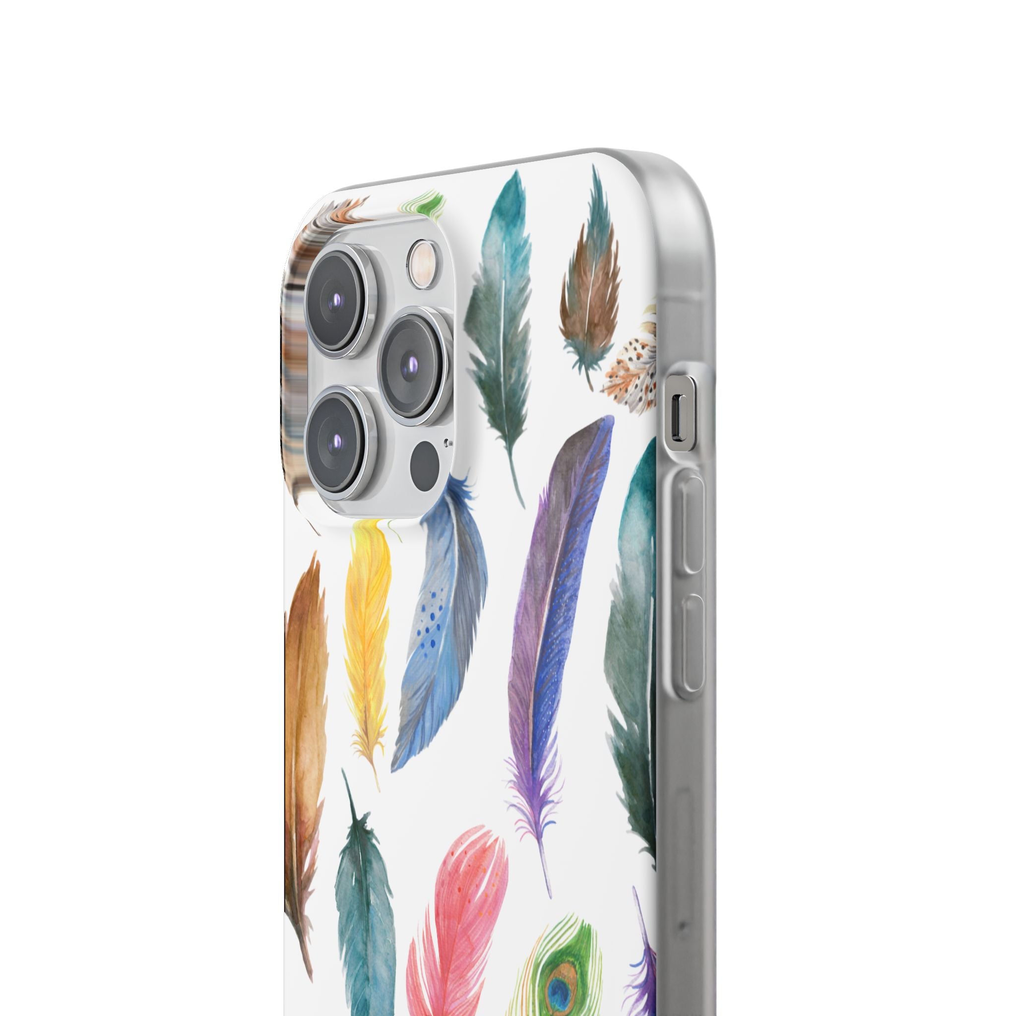 Colourful Feathers White Flexi Clear Cases for Most Phone Types