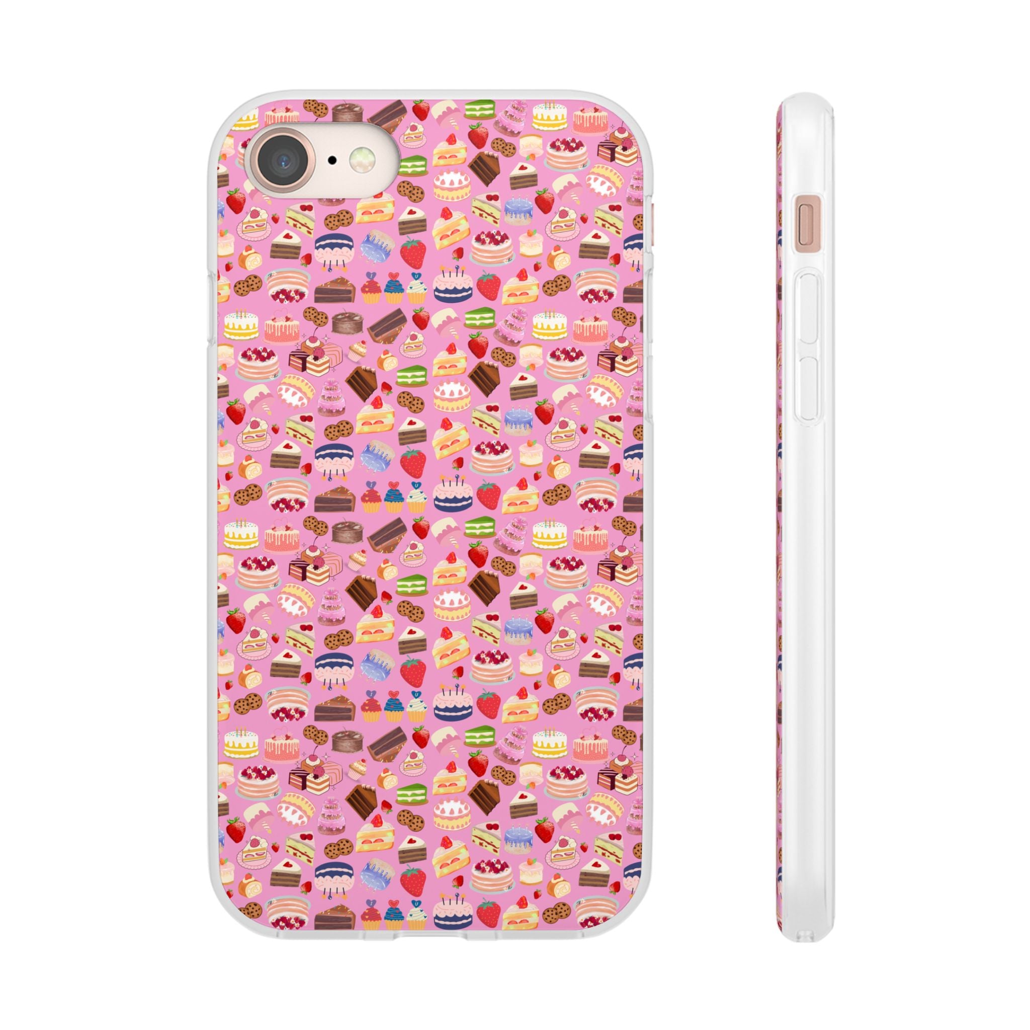 Happy Cake Pink Flexi Clear Cases for Most Phone Types (FWS)