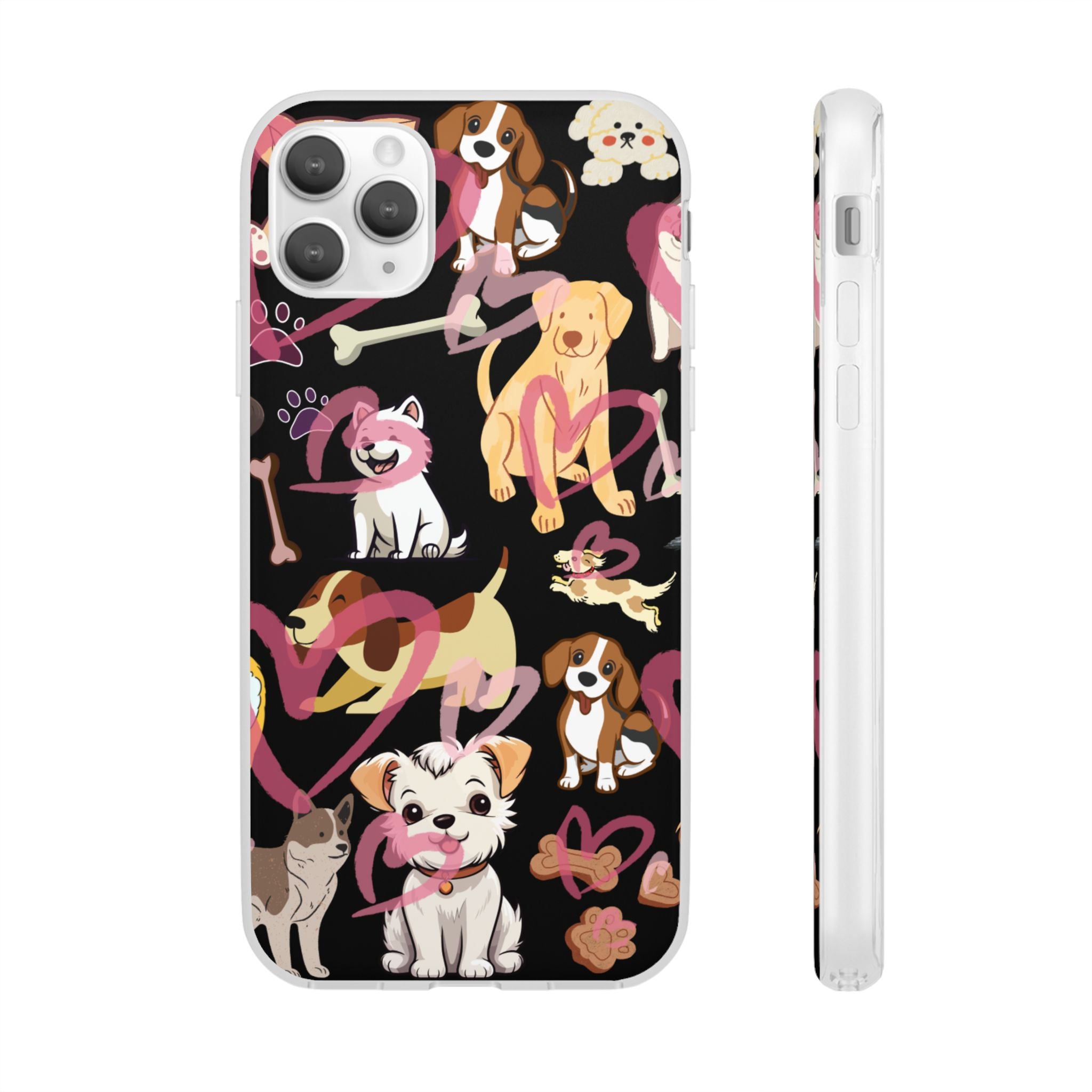 Dogs Love Black Flexi Clear Cases for Most Phone Types (FWS)