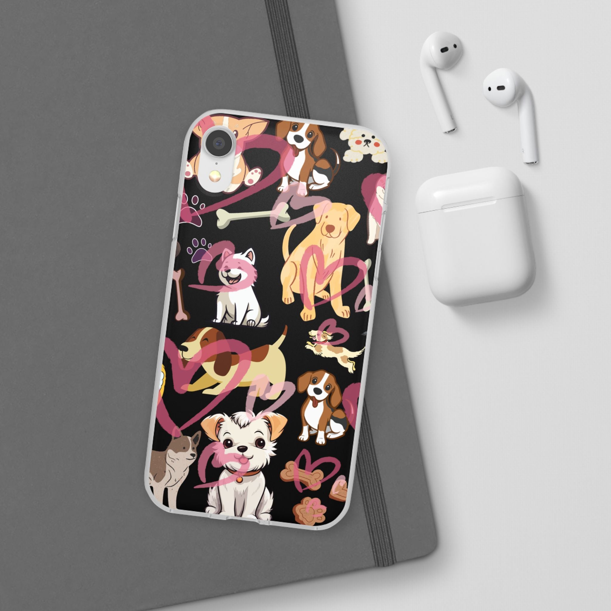 Dogs Love Black Flexi Clear Cases for Most Phone Types (FWS)