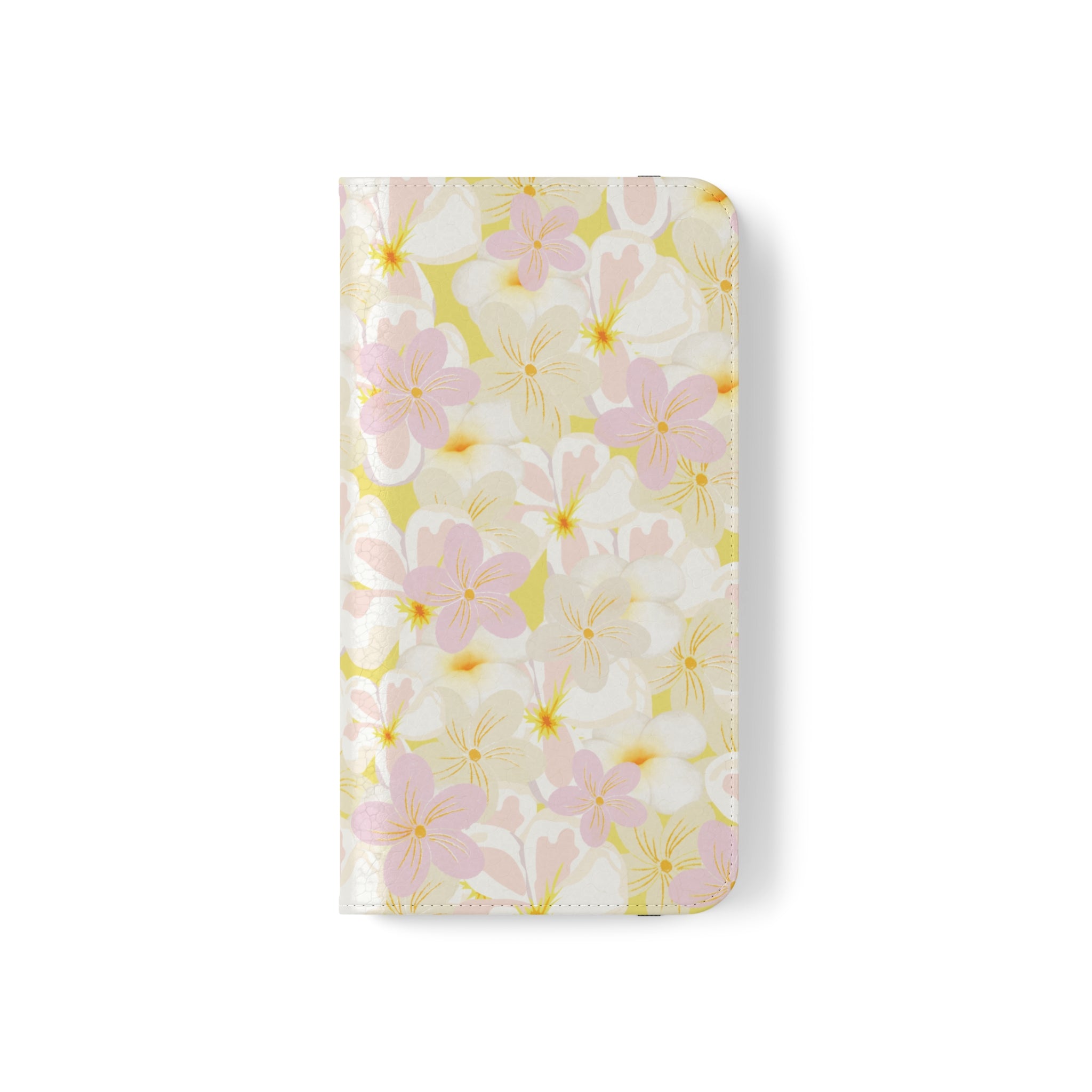 Pastel Frangipanis Yellow Wallet Style Phone Case Vegan Leather