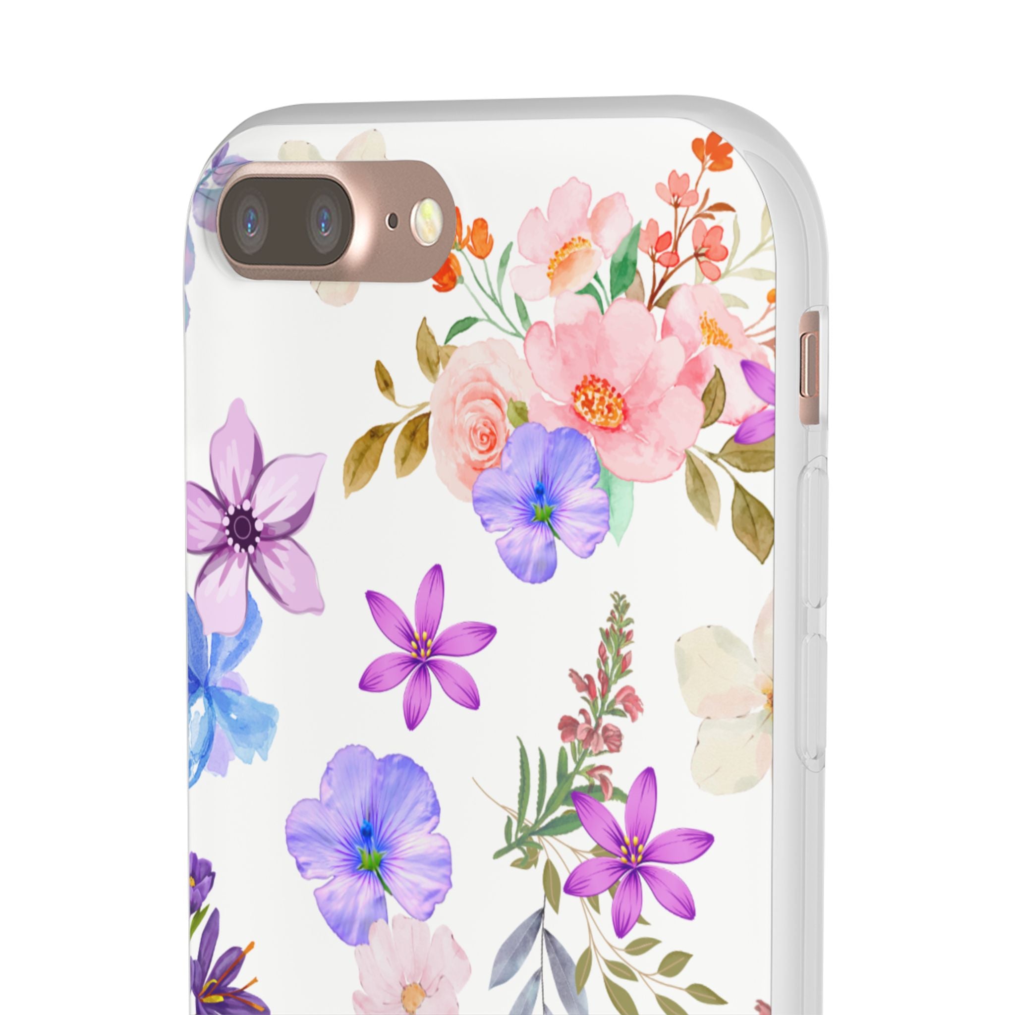 Floral White Flexi Clear Cases for Most Phone Types
