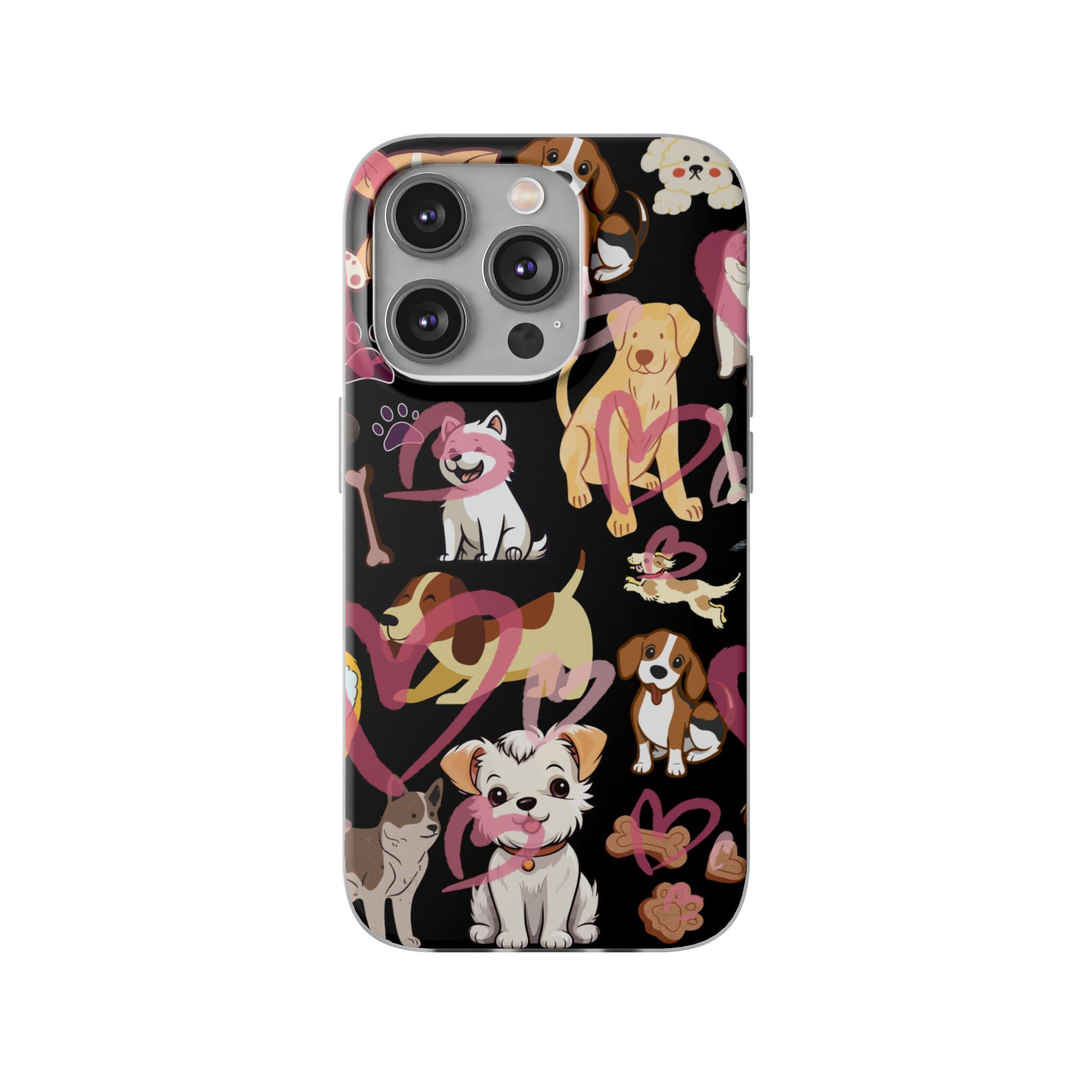 Dogs Love Black Flexi Clear Cases for Most Phone Types (FWS)