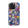 Blue Colourful Floral Flexi Clear Cases for Most Phone Types
