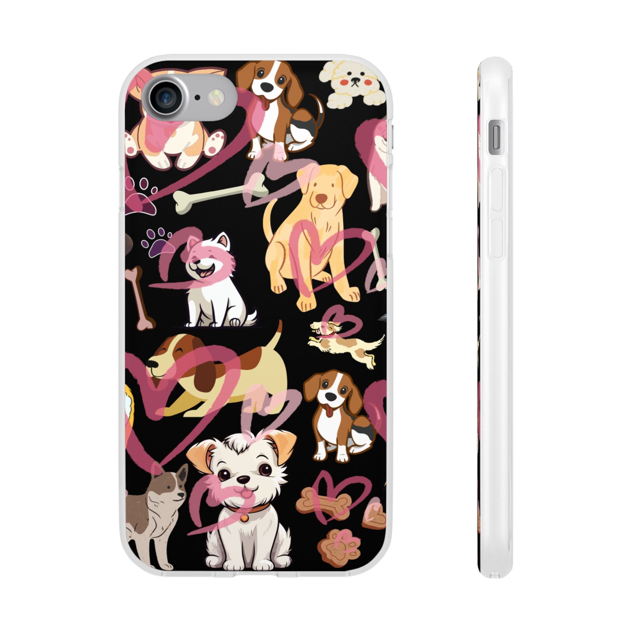 Dogs Love Black Flexi Clear Cases for Most Phone Types (FWS)