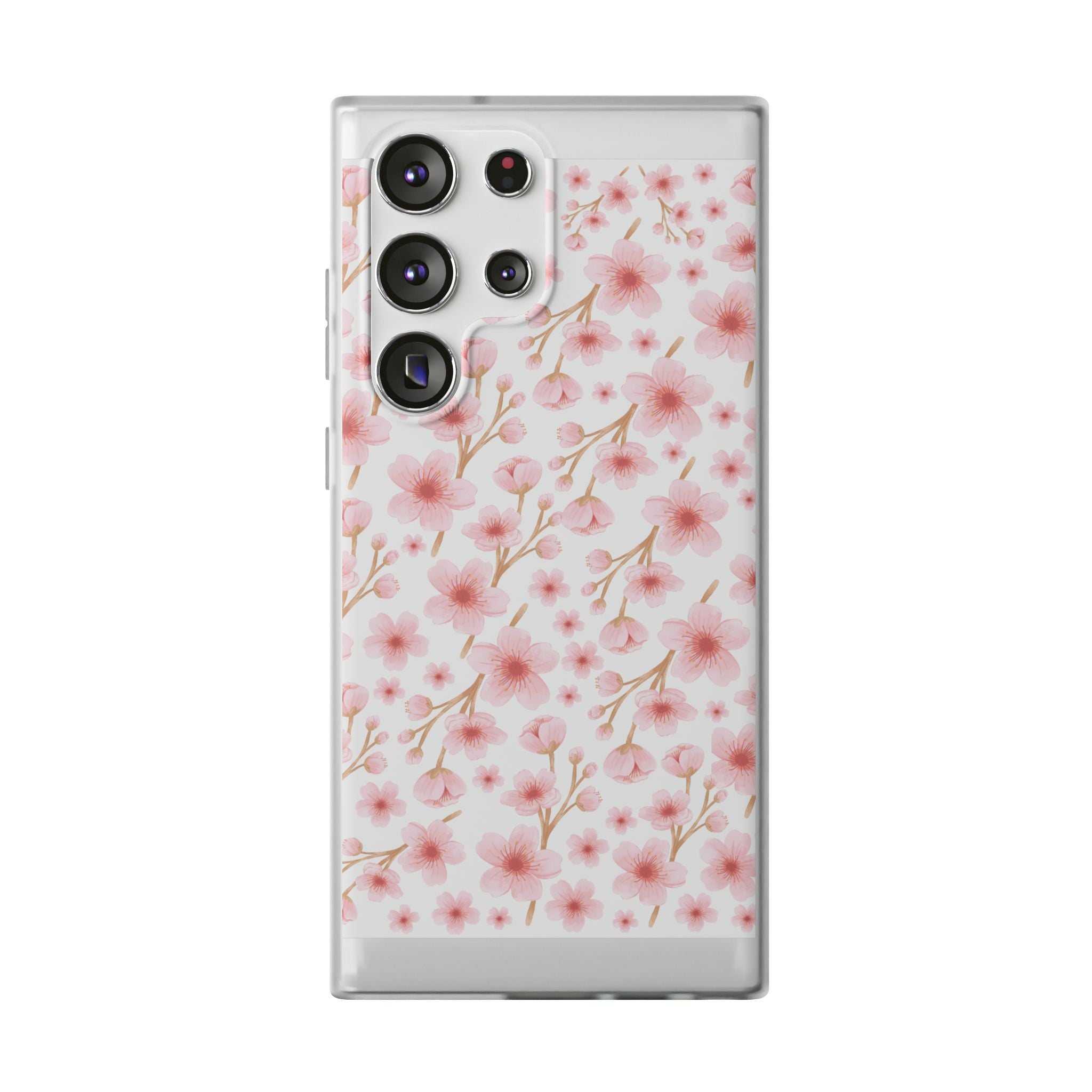 Japanese Pink Flowers White Flexi Clear Cases for Most Phone Types