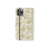 Golden Frangipanis White Wallet Style Phone Case Vegan Leather