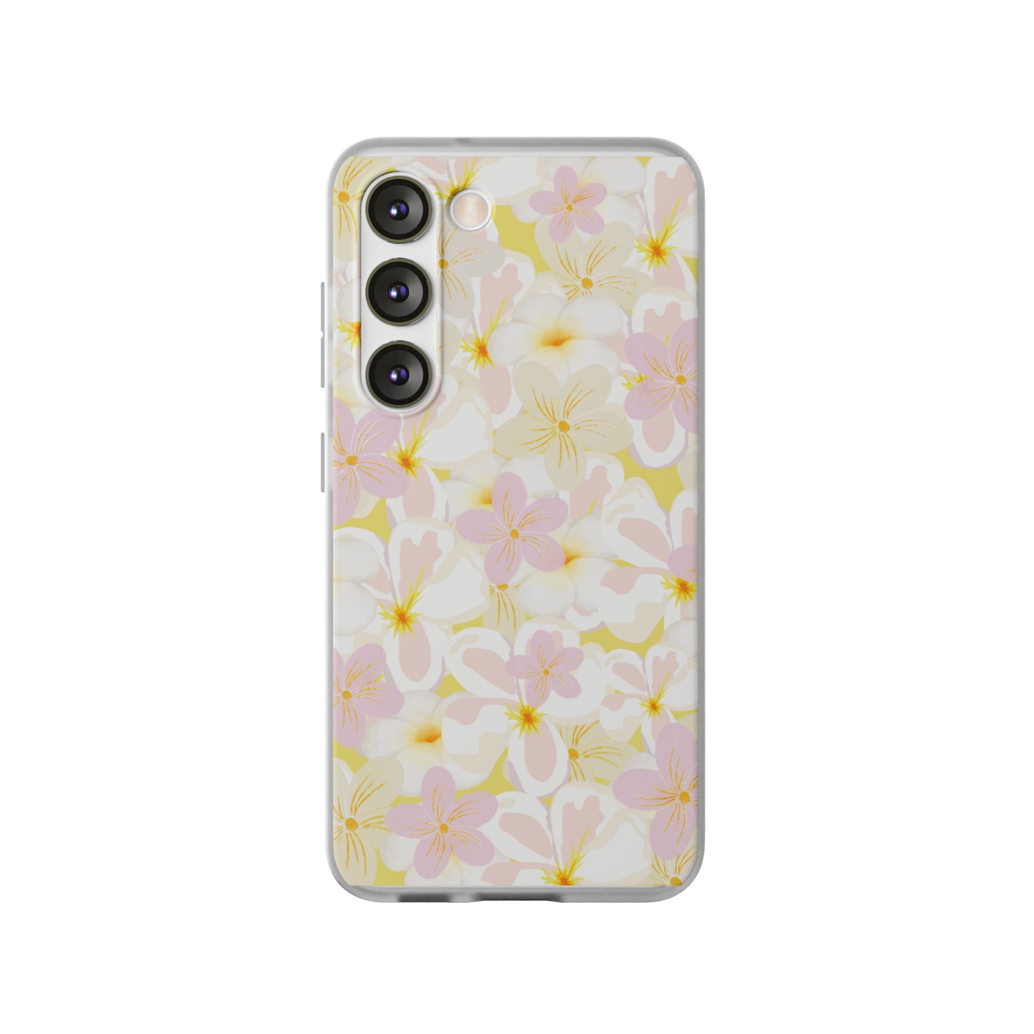 Pastel Frangipanis Yellow Flexi Clear Cases for Most Phone Types (FWS)