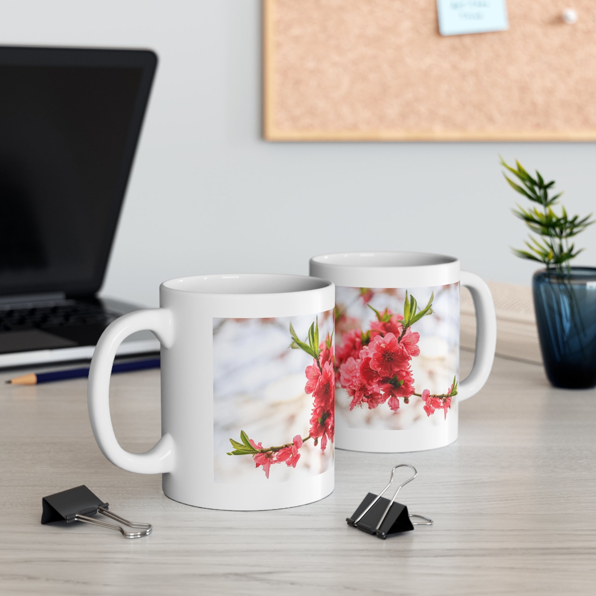 Pink Cherry Blossoms Mug 11oz (Microwave & Dishwasher Safe)