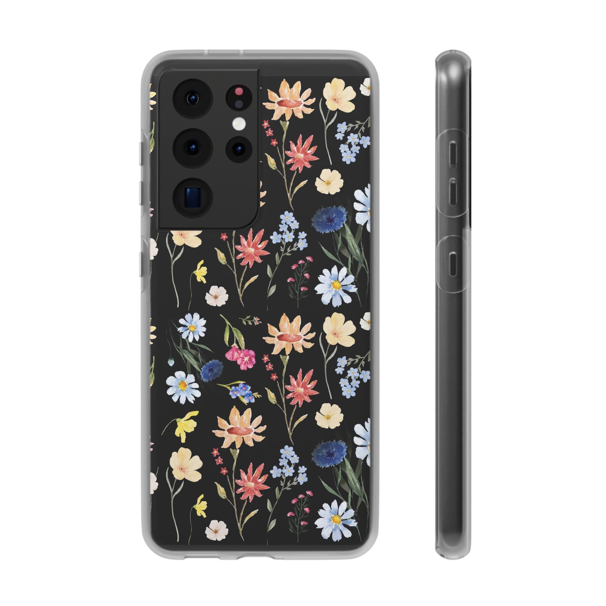 Wildflowers Painted Black Flexi Clear Case for Most Phone Types