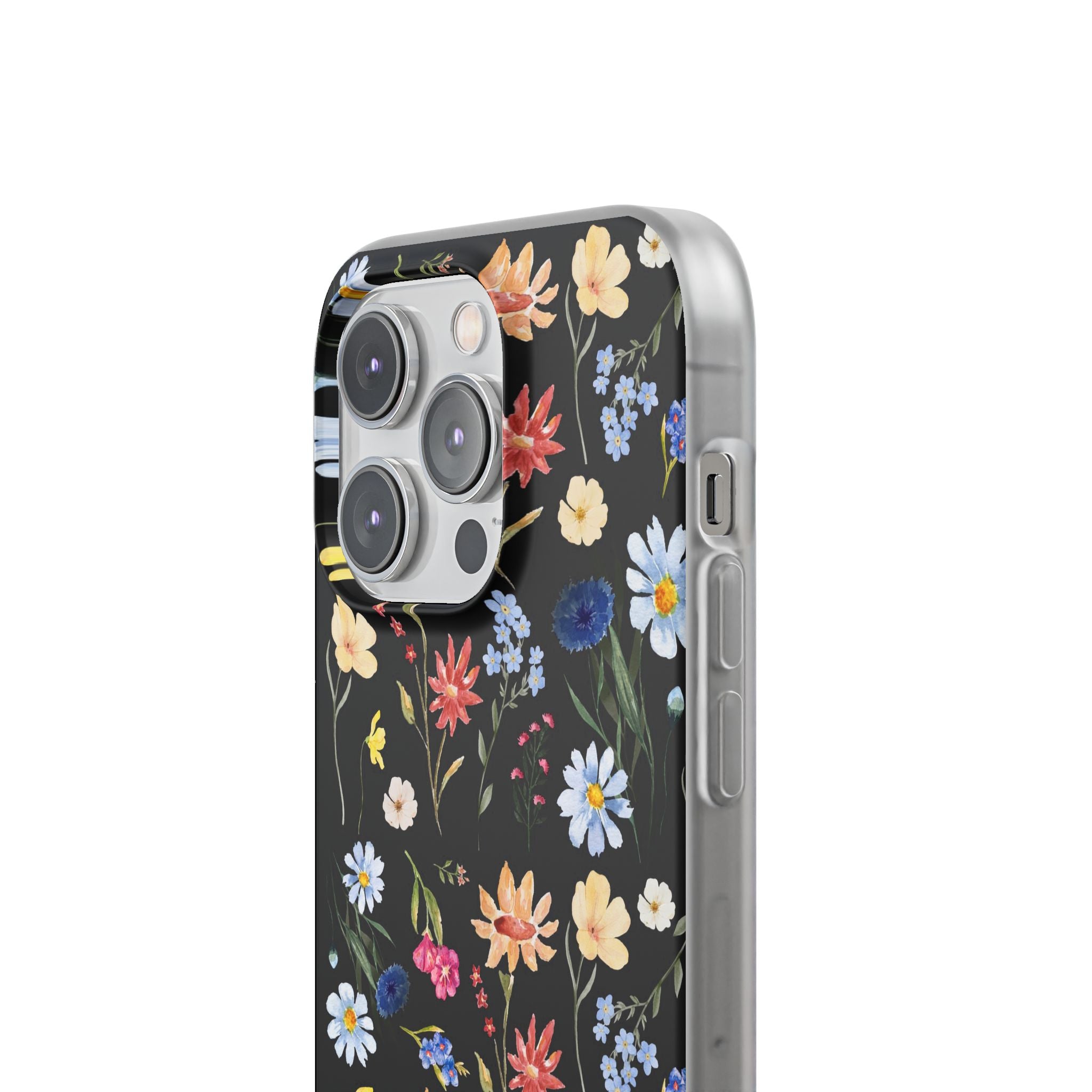 Wildflowers Painted Black Flexi Clear Cases for Most Phone Types (FWS)