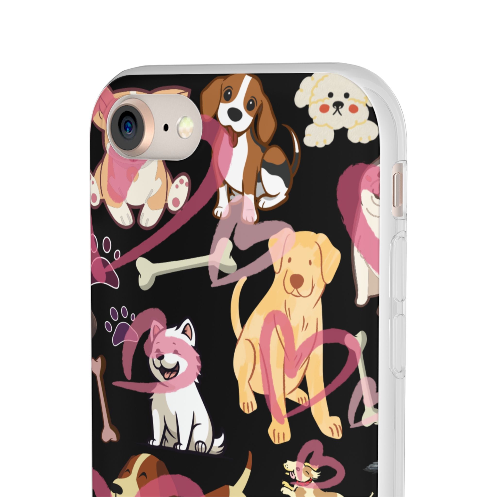 Dogs Love Black Flexi Clear Cases for Most Phone Types (FWS)