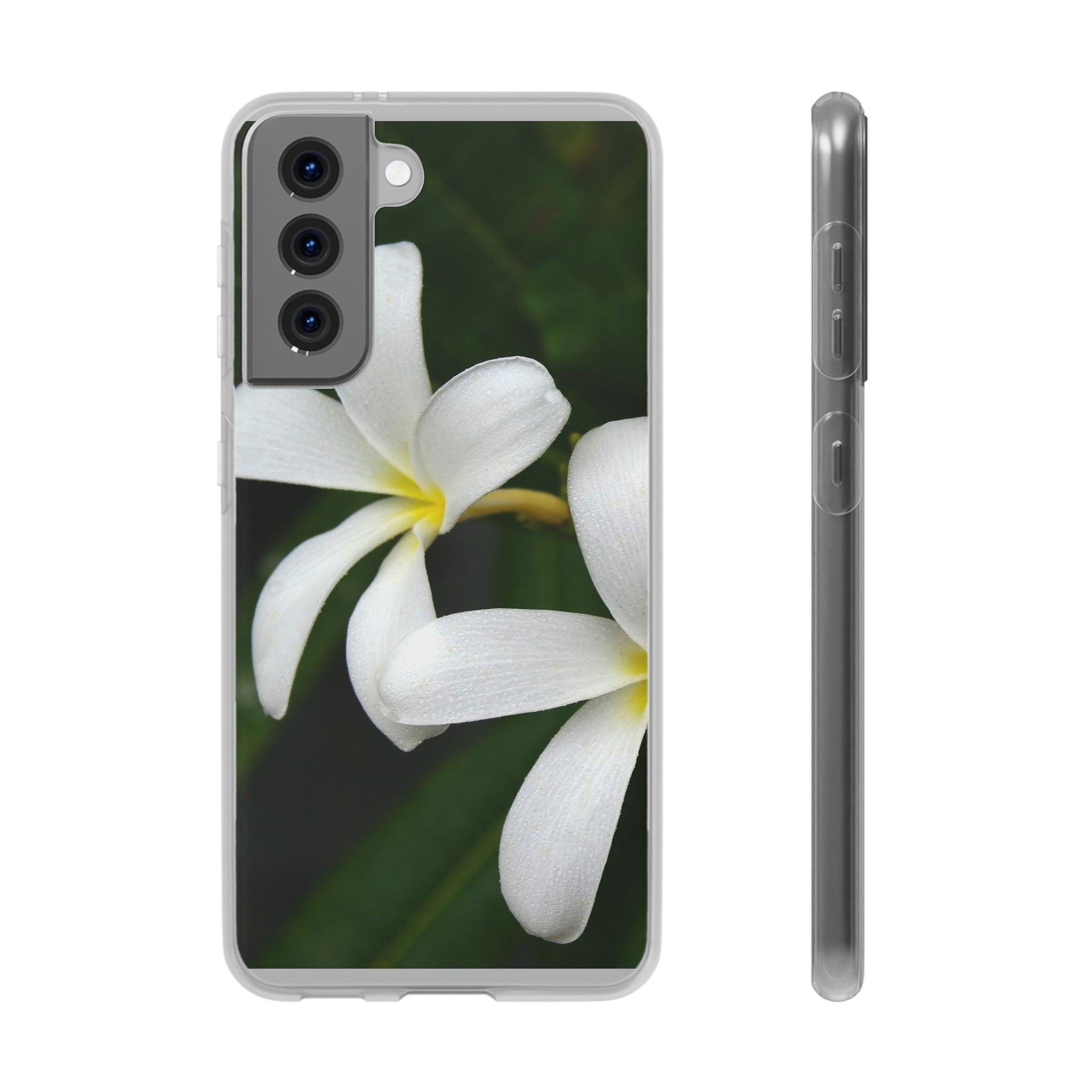 White Frangipanis Flexi Clear Cases for Most Phone Types (FWS)