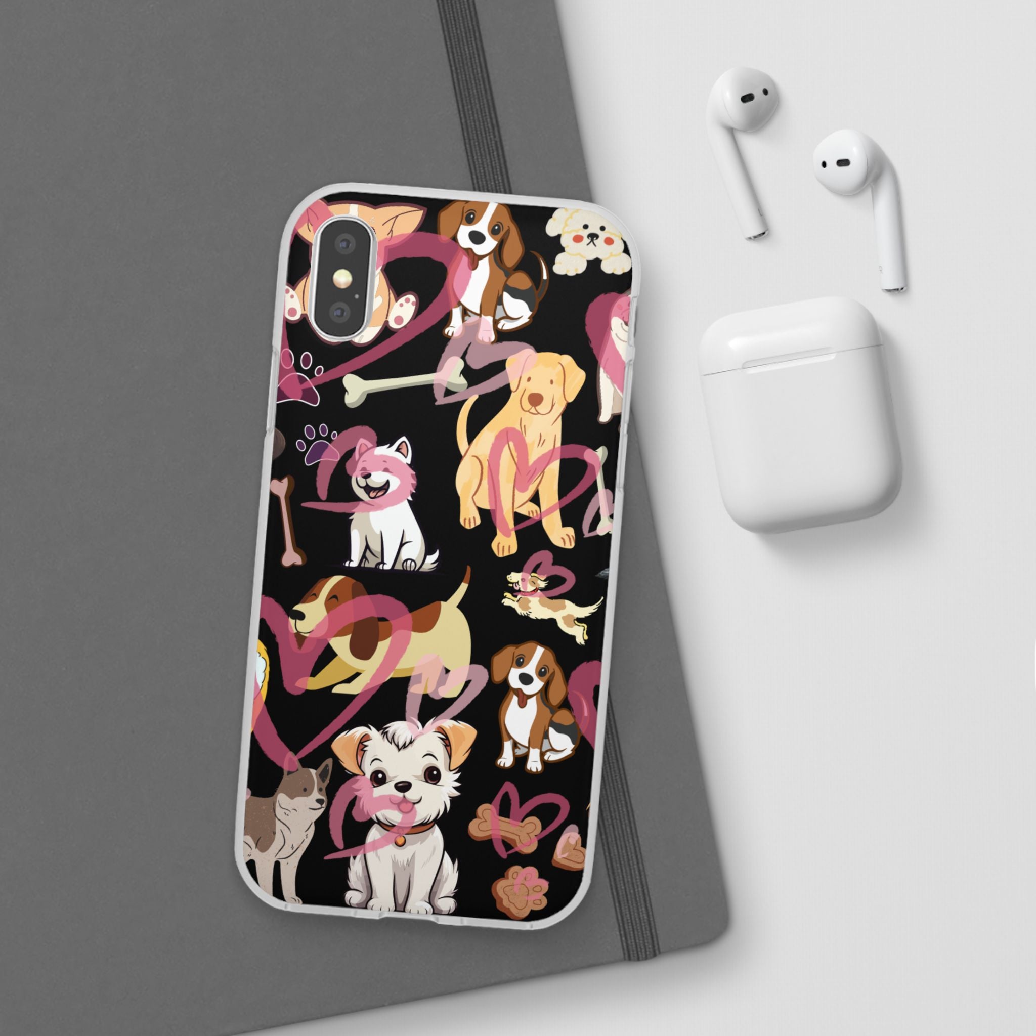Dogs Love Black Flexi Clear Cases for Most Phone Types (FWS)
