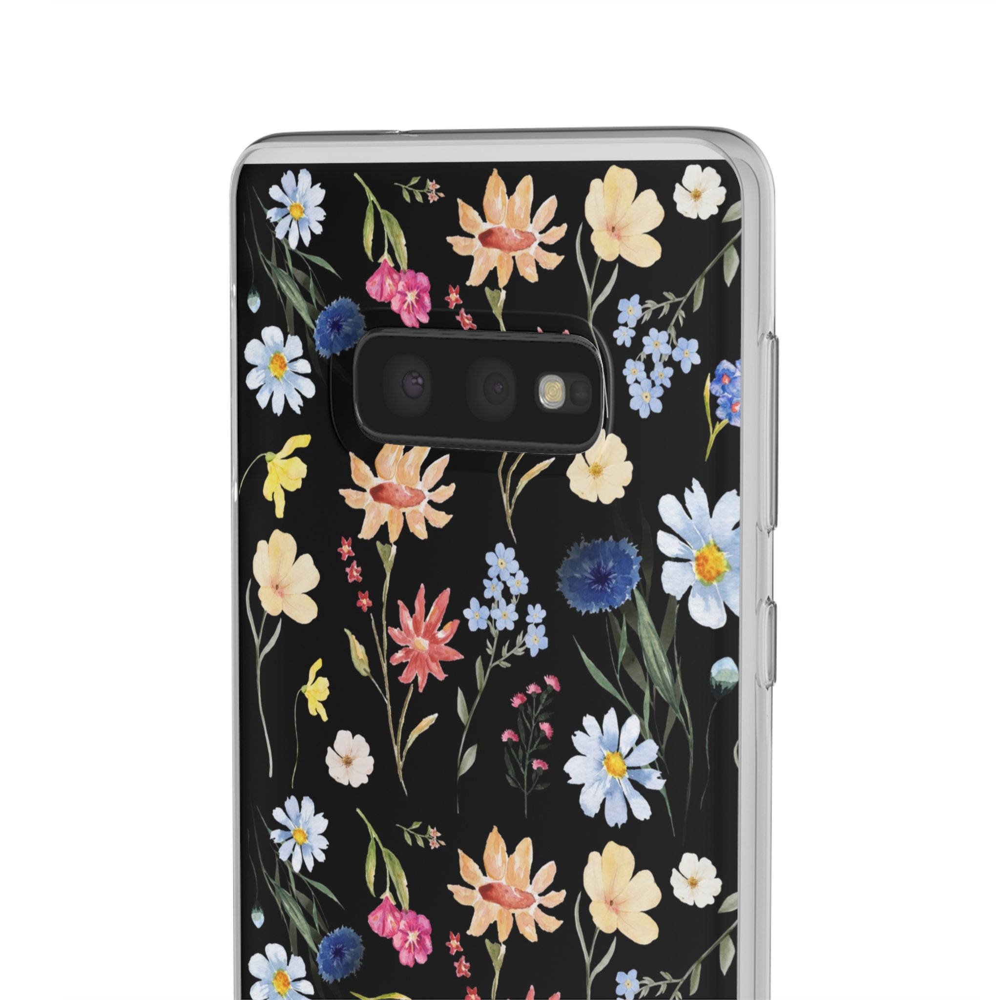 Wildflowers Painted Black Flexi Clear Cases for Most Phone Types (FWS)