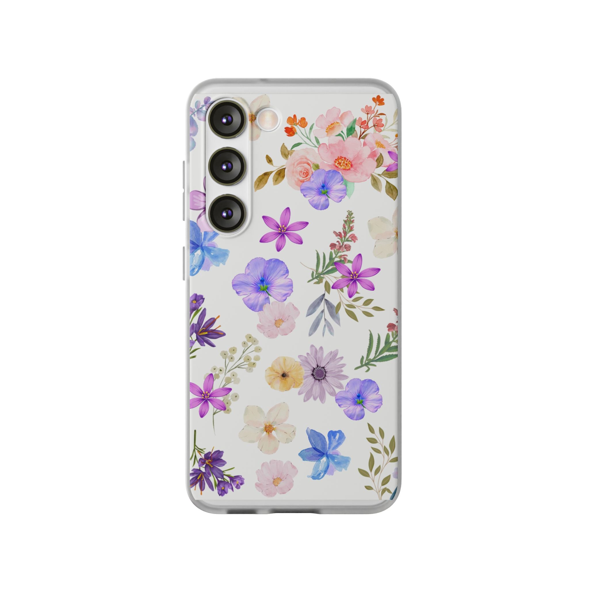 Floral White Flexi Clear Cases for Most Phone Types