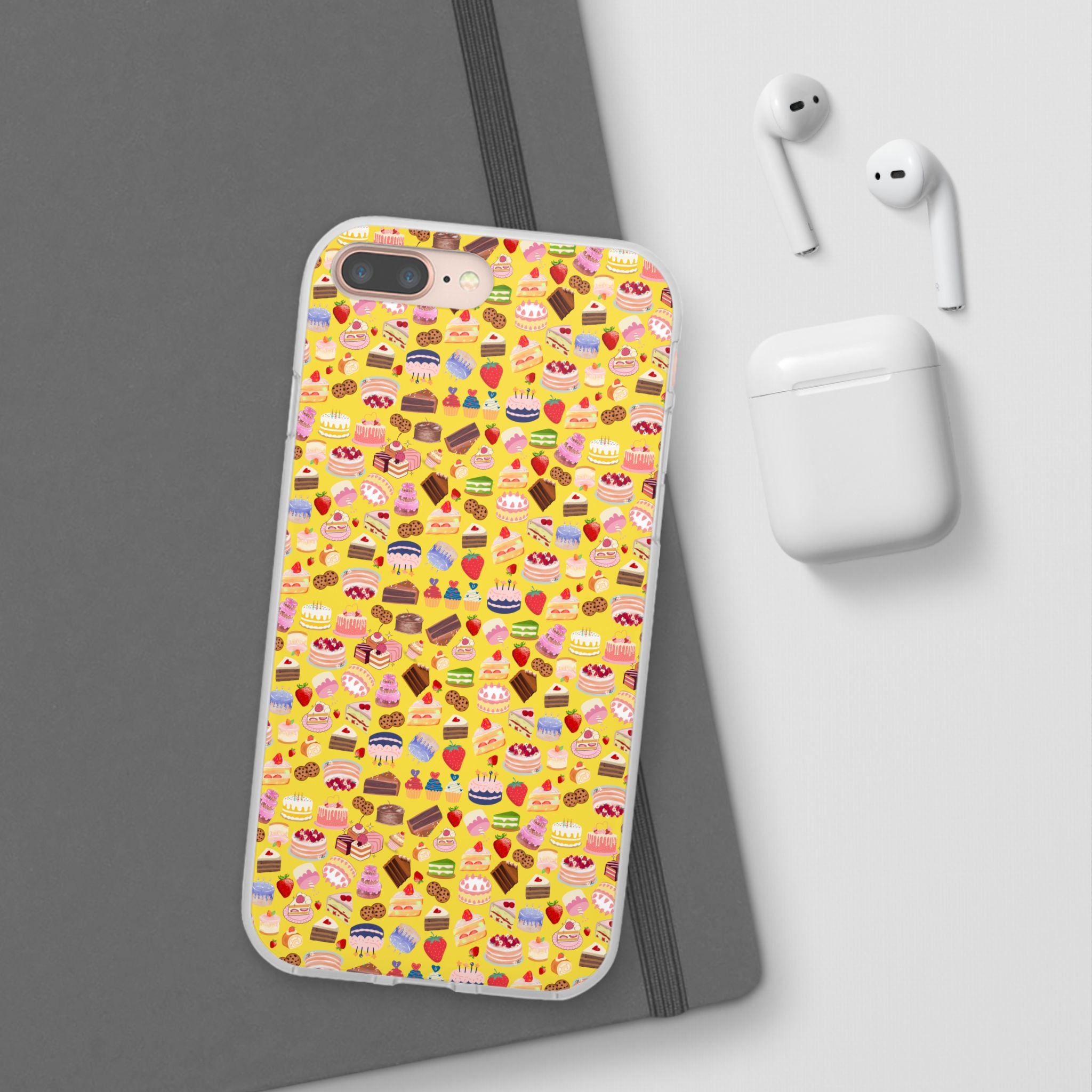 Happy Cake Yellow Flexi Clear Cases for Most Phone Types (FWS)