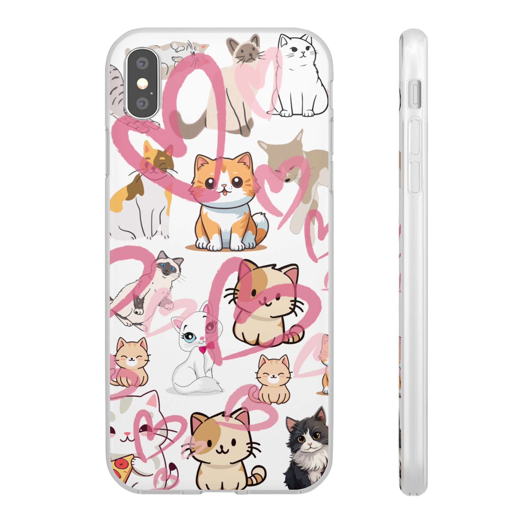Cats Love White Flexi Clear Cases for Most Phone Types (FWS)