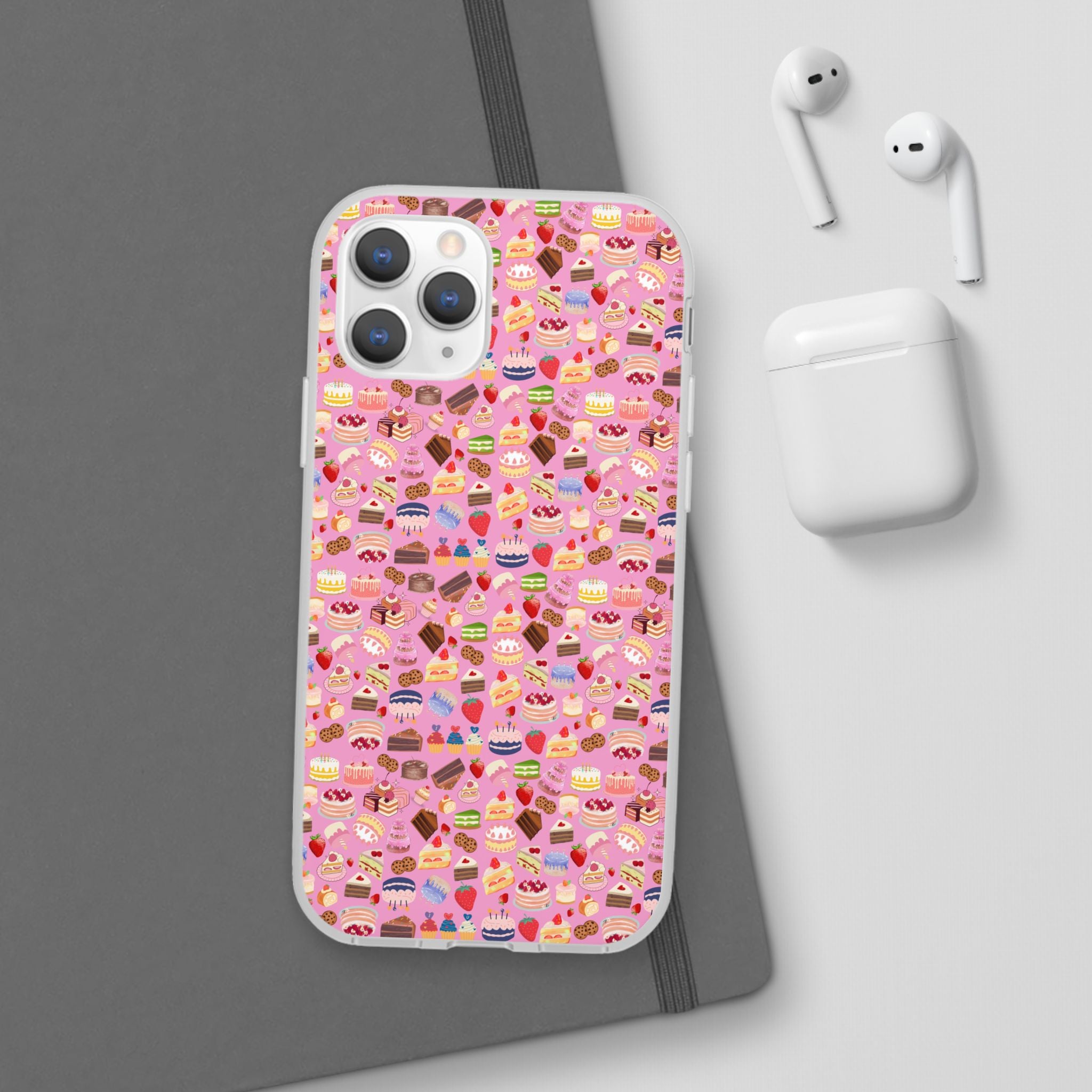Happy Cake Pink Flexi Clear Cases for Most Phone Types (FWS)