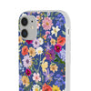 Blue Colourful Floral Flexi Clear Cases for Most Phone Types