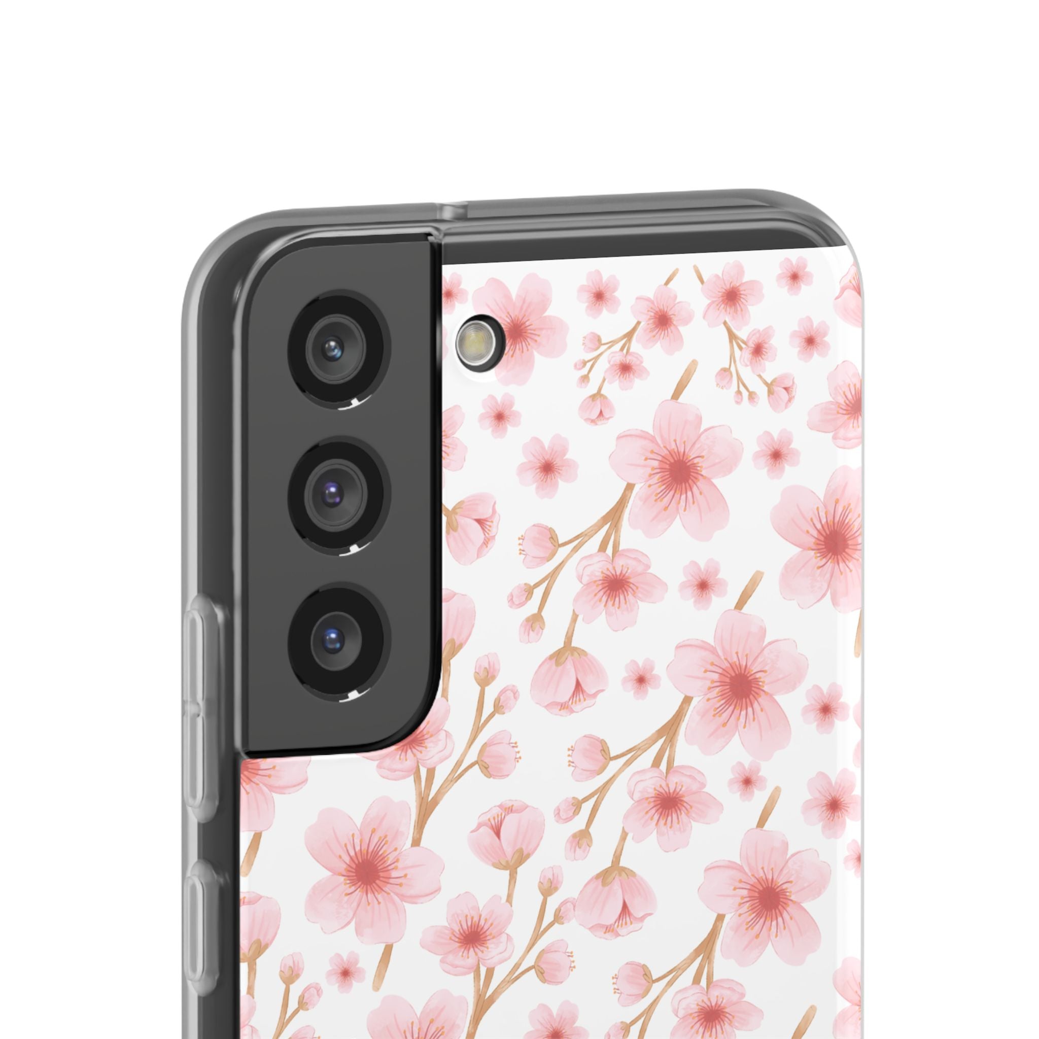 Japanese Pink Flowers White Flexi Clear Cases for Most Phone Types