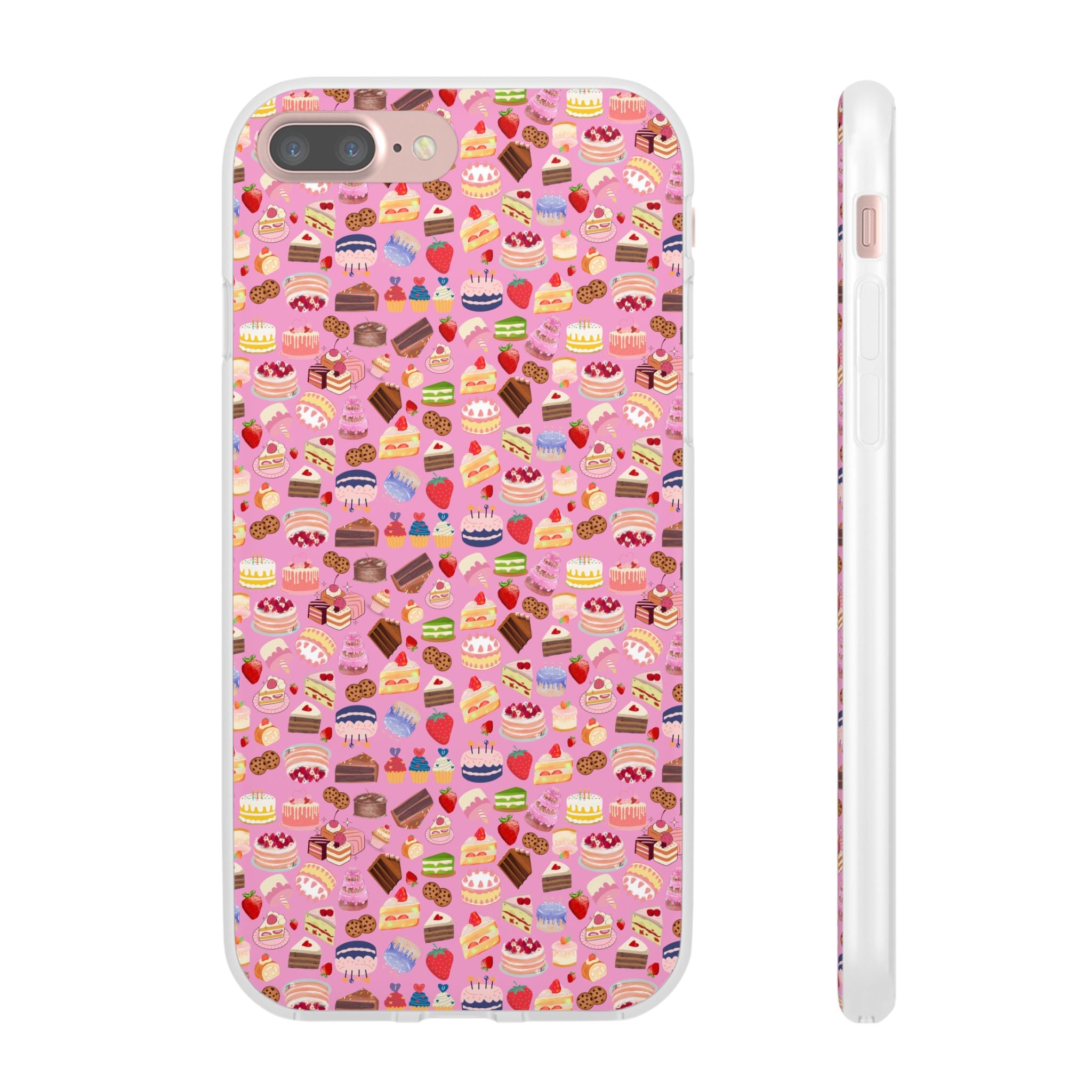 Happy Cake Pink Flexi Clear Cases for Most Phone Types (FWS)