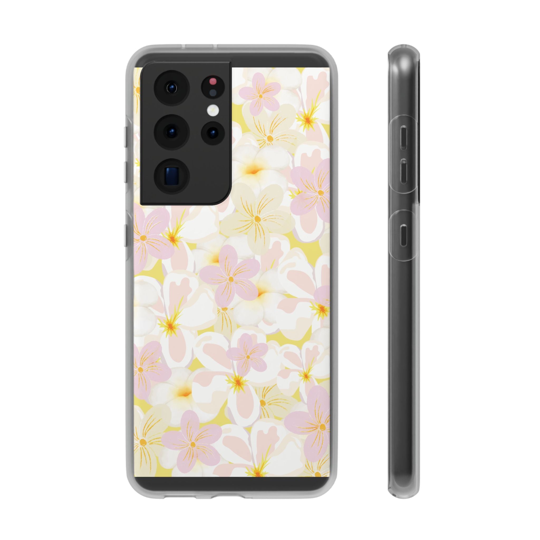 Pastel Frangipanis Yellow Flexi Clear Cases for Most Phone Types (FWS)