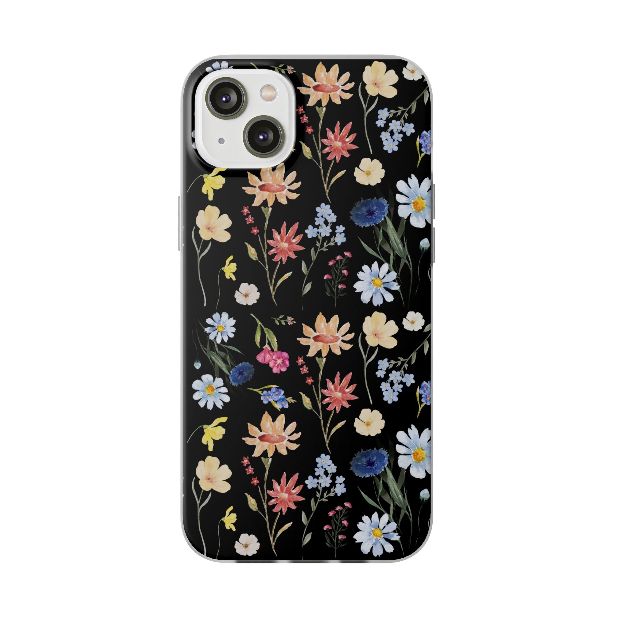 Wildflowers Painted Black Flexi Clear Cases for Most Phone Types (FWS)