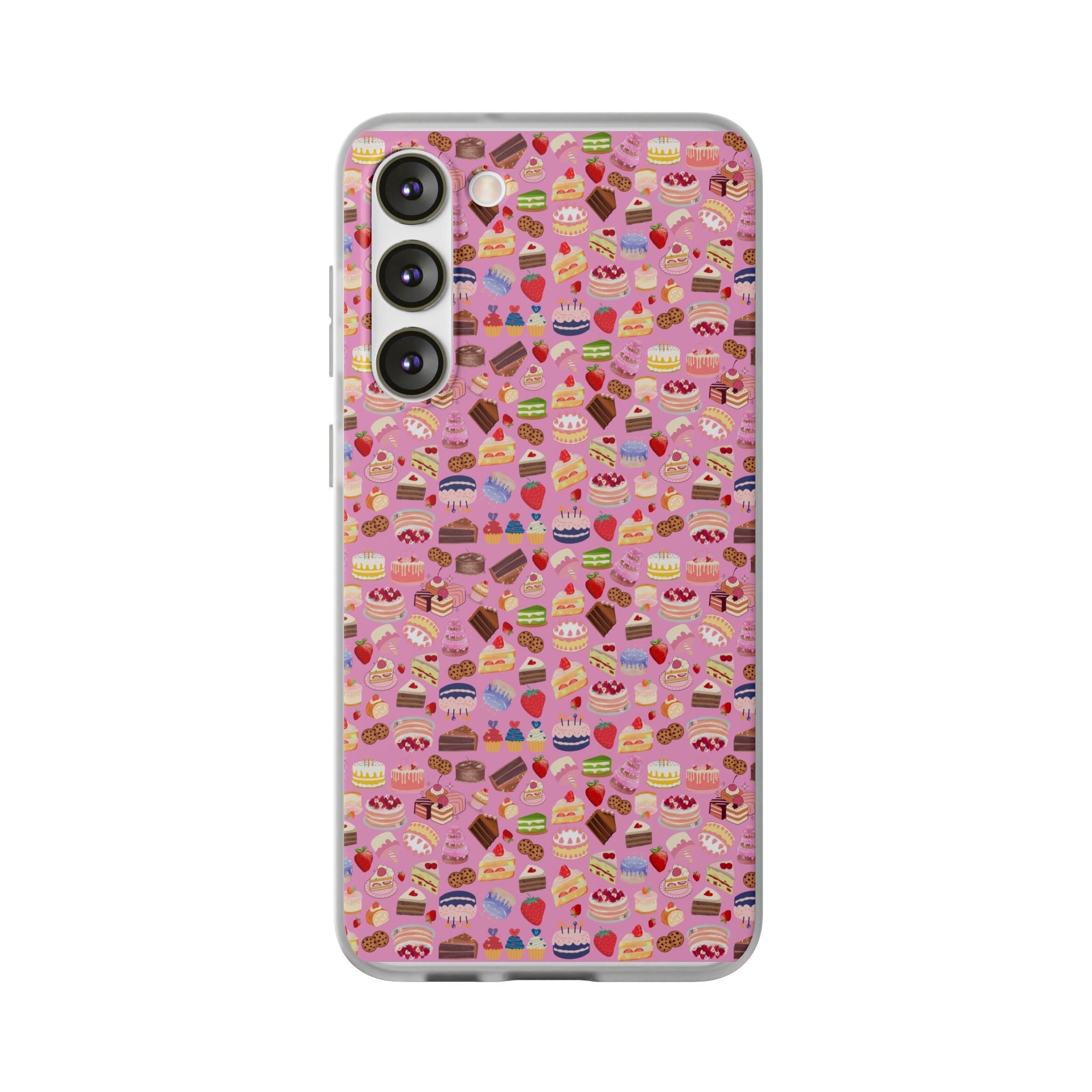 Happy Cake Pink Flexi Clear Cases for Most Phone Types (FWS)