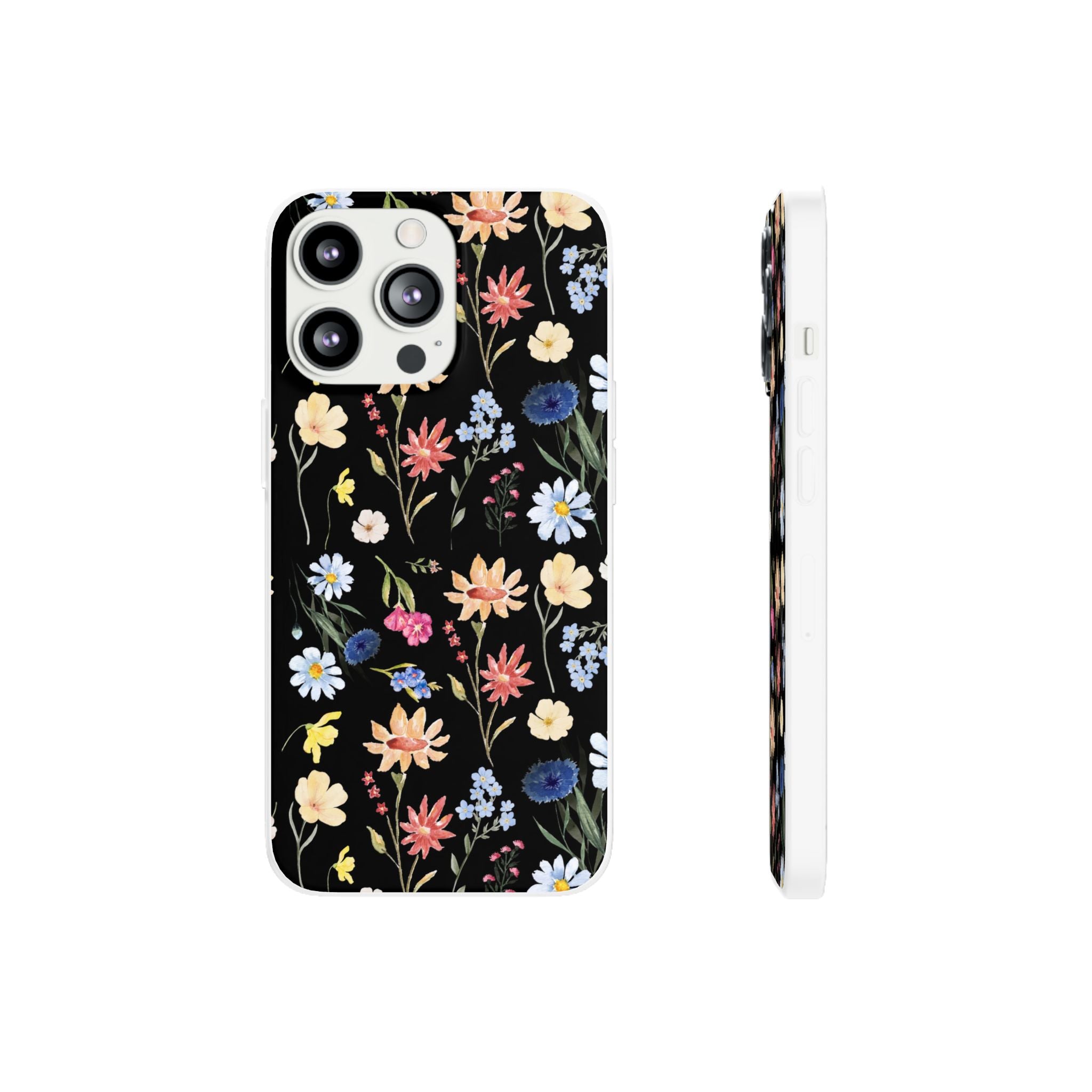 Wildflowers Painted Black Flexi Clear Case for Most Phone Types