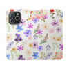 Floral White Wallet Style Phone Case Vegan Leather