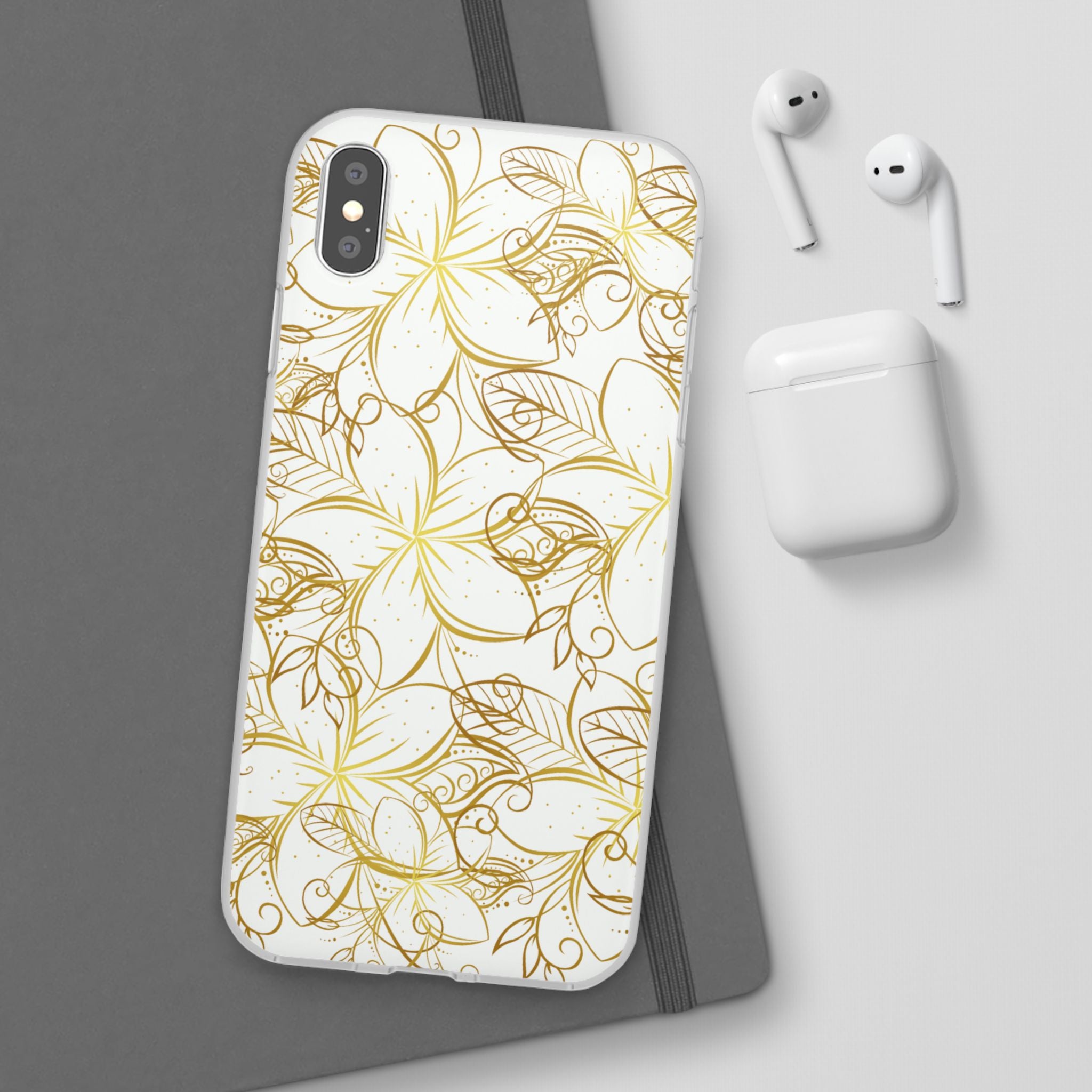 Golden Frangipanis White Flexi Clear Cases for Most Phone Types (FWS)