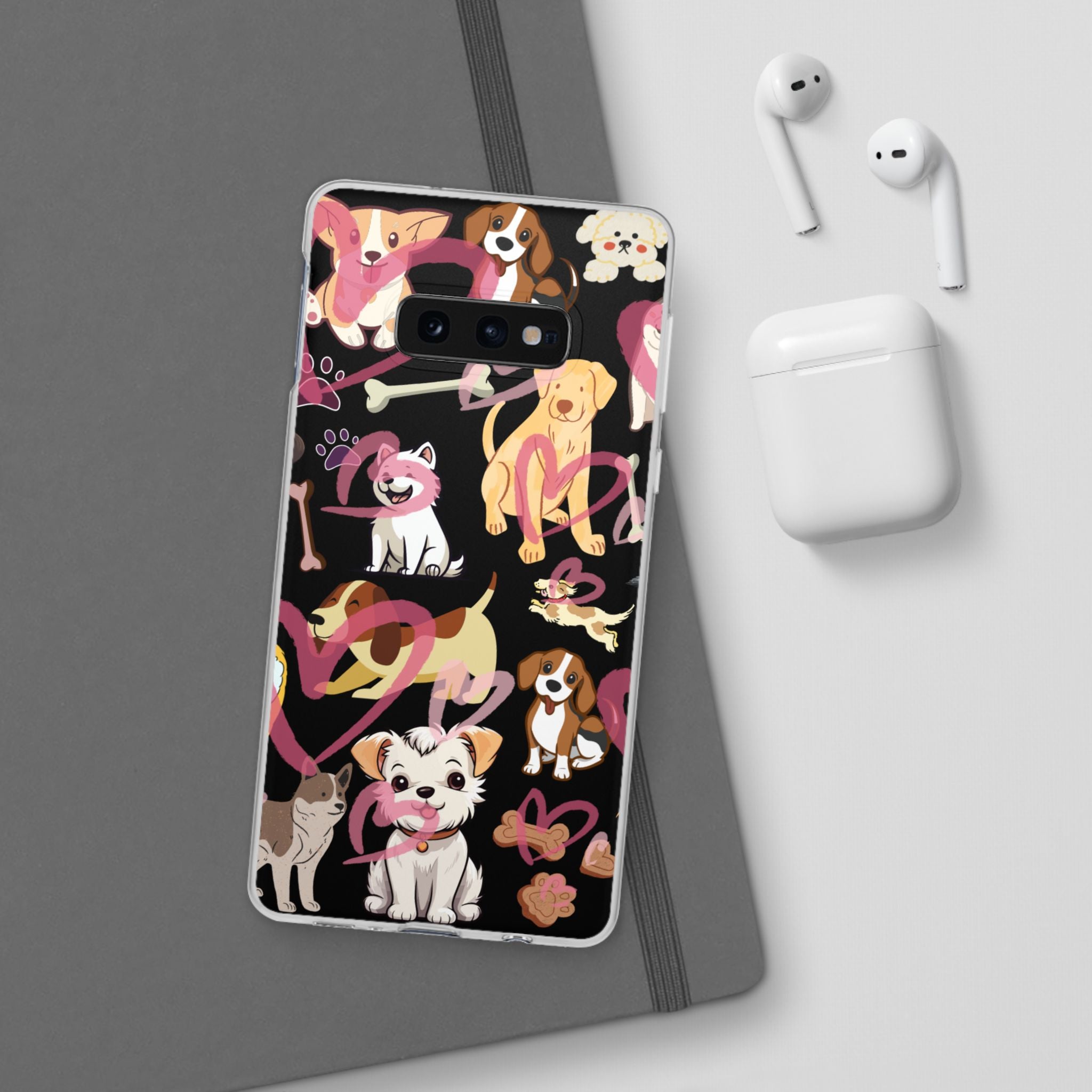 Dogs Love Black Flexi Clear Cases for Most Phone Types (FWS)