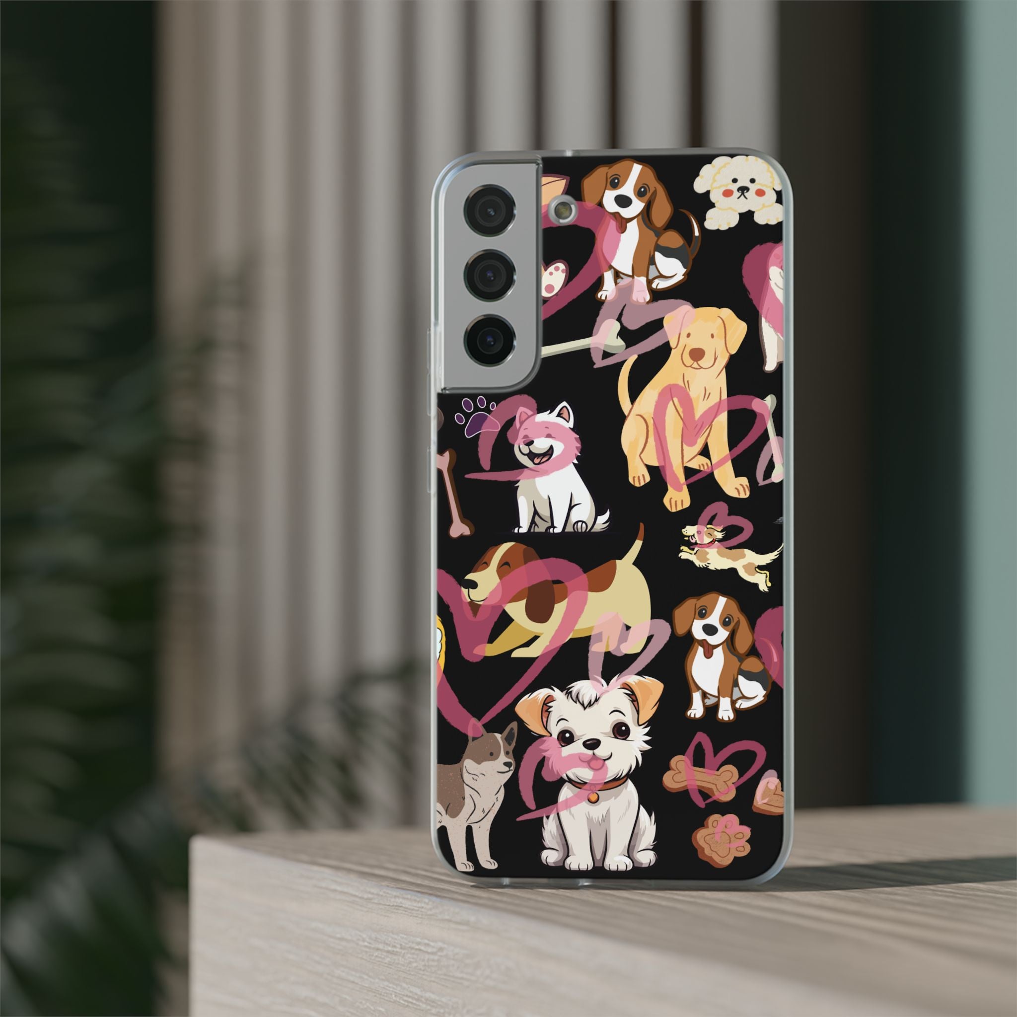 Dogs Love Black Flexi Clear Cases for Most Phone Types (FWS)