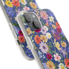Blue Colourful Floral Flexi Clear Cases for Most Phone Types