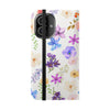 Floral White Wallet Style Phone Case Vegan Leather