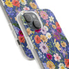 Blue Colourful Floral Flexi Clear Cases for Most Phone Types