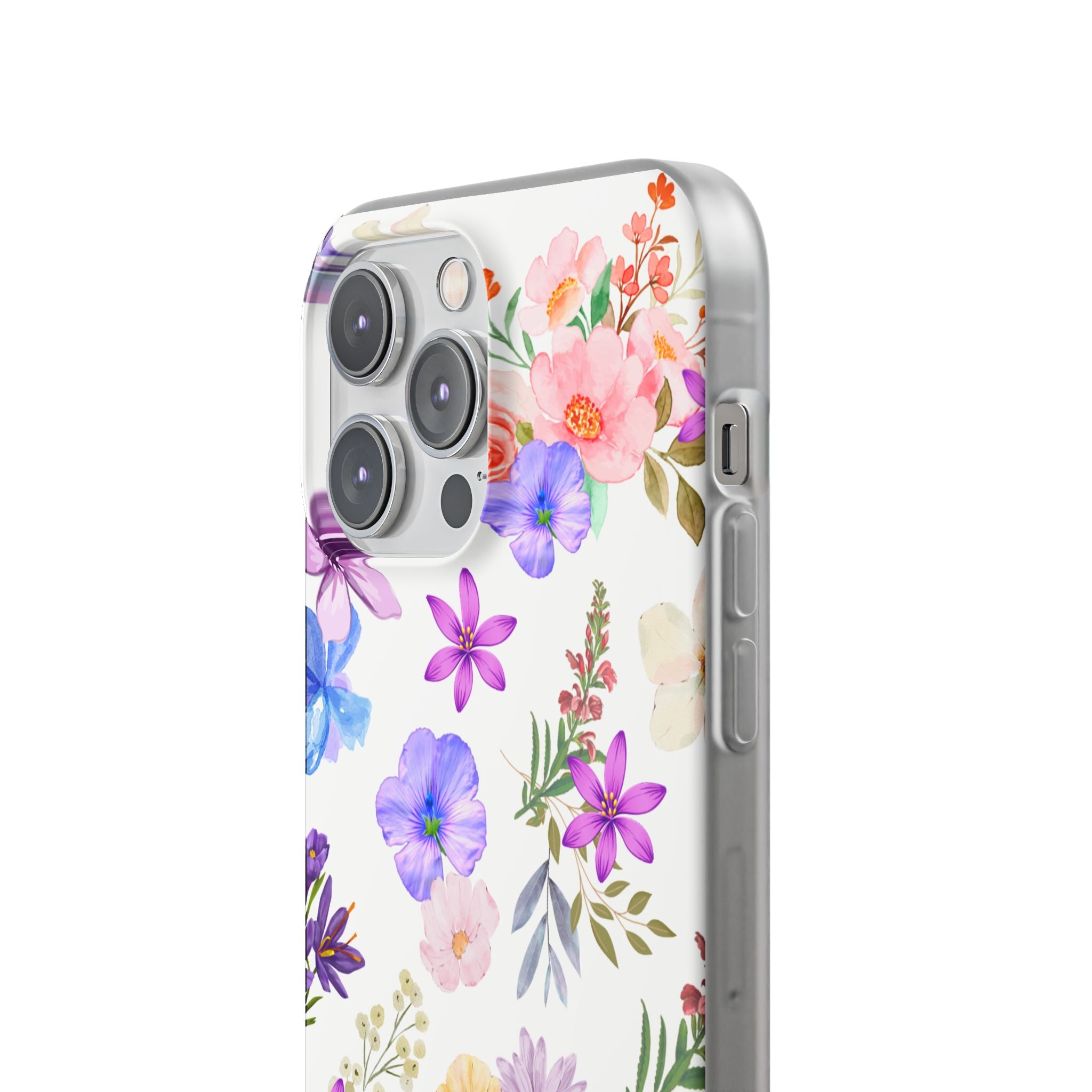 Floral White Flexi Clear Cases for Most Phone Types