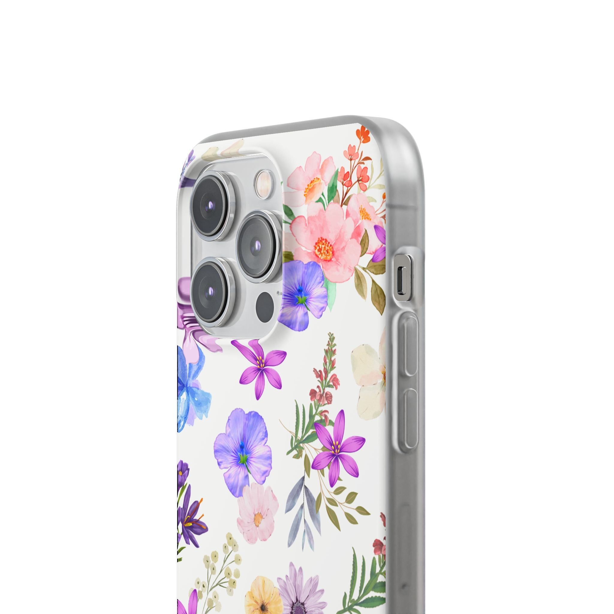 Floral White Flexi Clear Cases for Most Phone Types