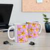 Yellow Frangipanis Pink Mug 11oz (Microwave & Dishwasher Safe)