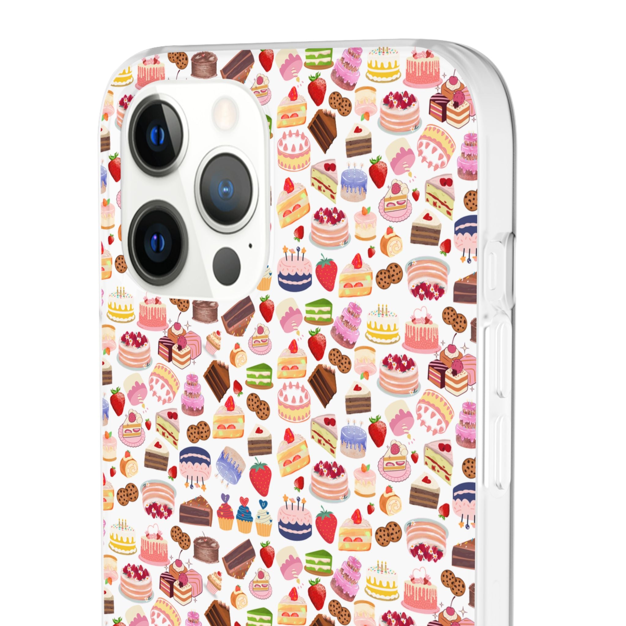Happy Cake White Flexi Clear Cases for Most Phone Types (FWS)