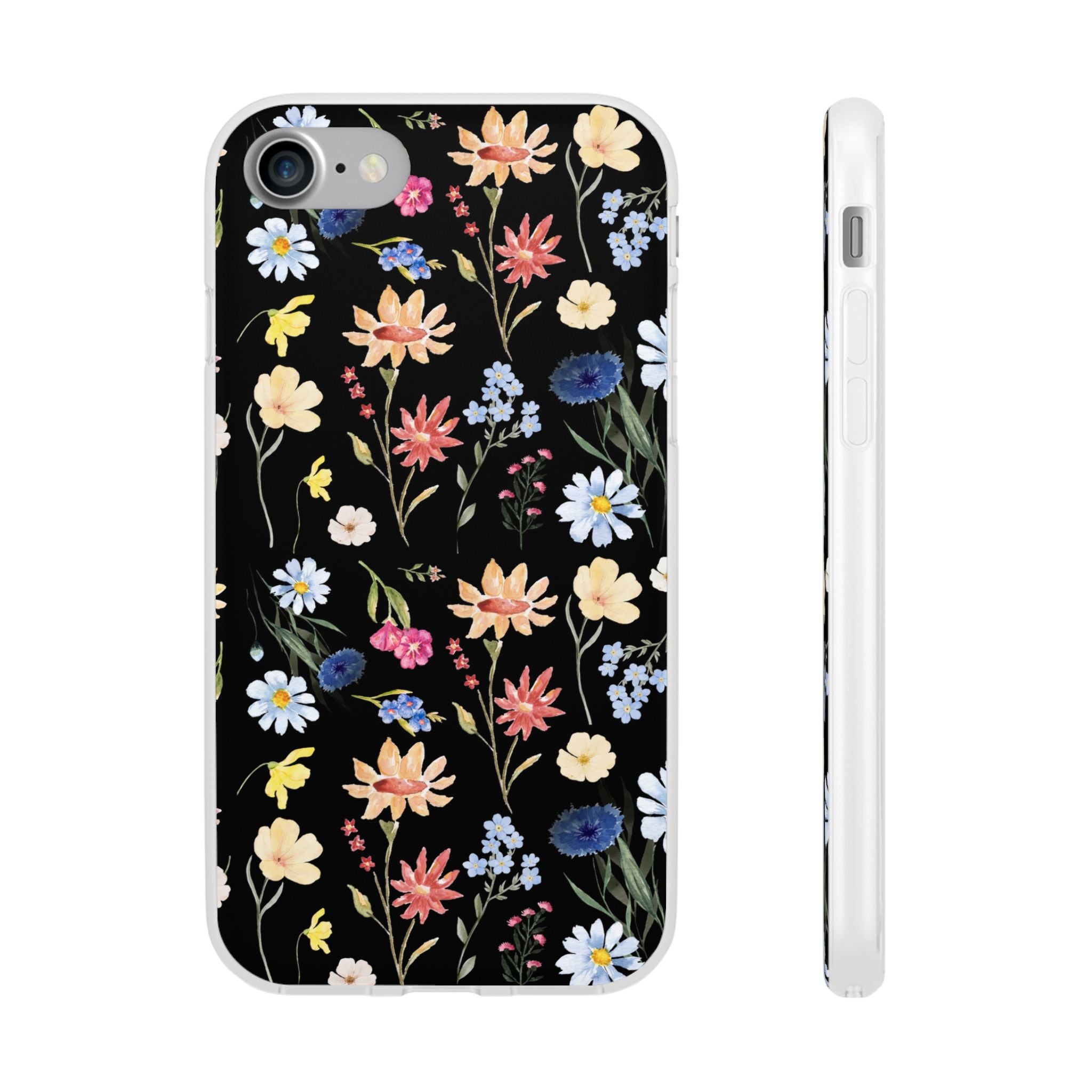 Wildflowers Painted Black Flexi Clear Case for Most Phone Types