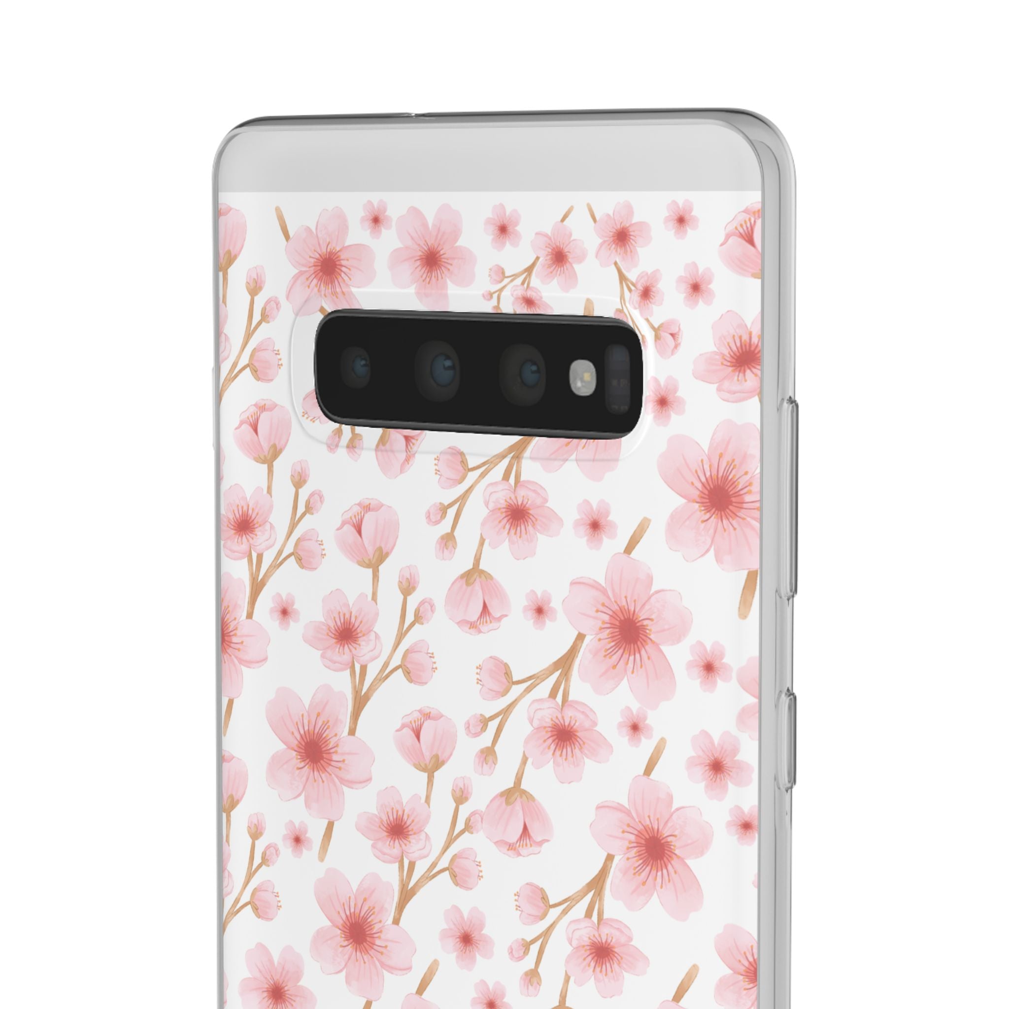 Japanese Pink Flowers White Flexi Clear Cases for Most Phone Types