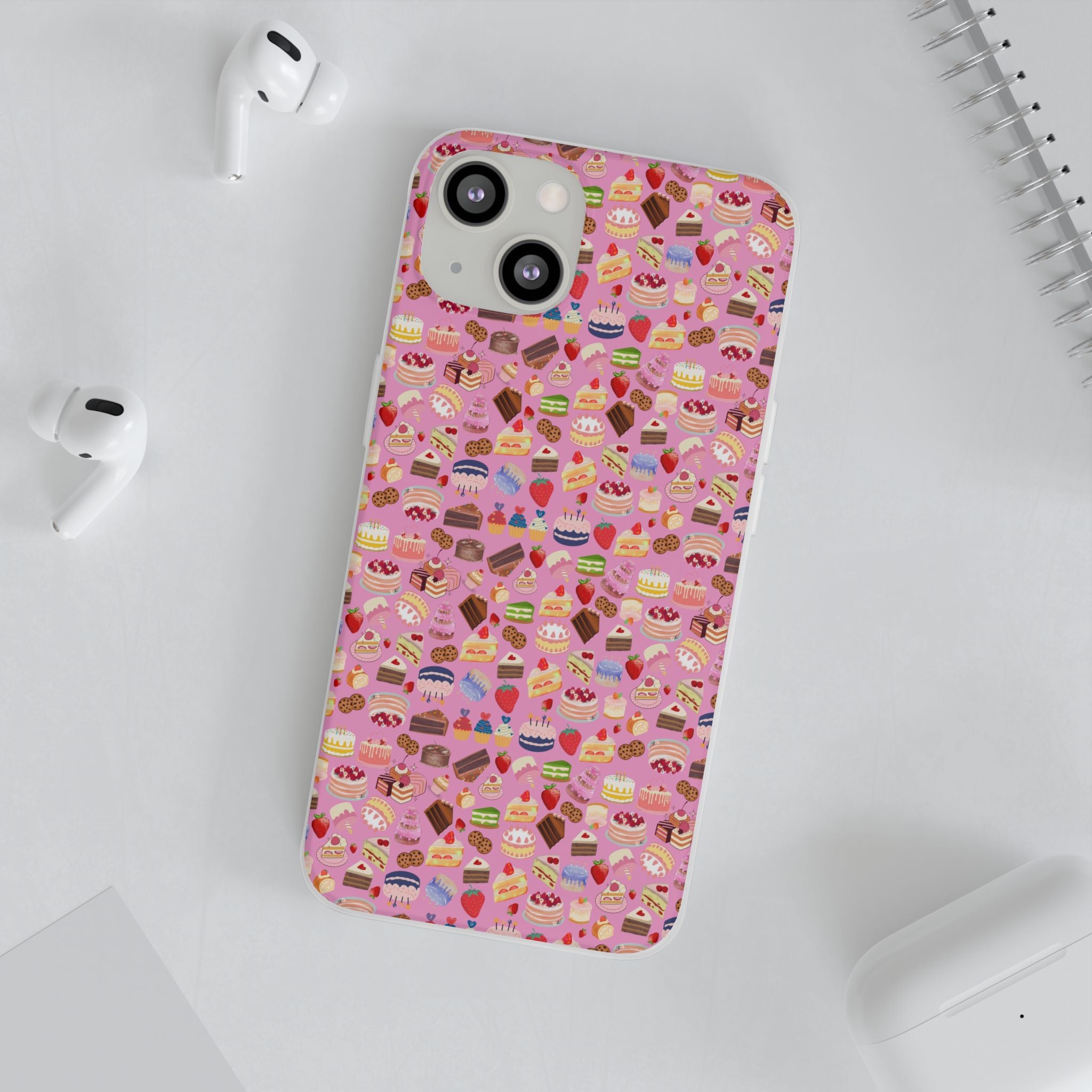Happy Cake Pink Flexi Clear Cases for Most Phone Types (FWS)
