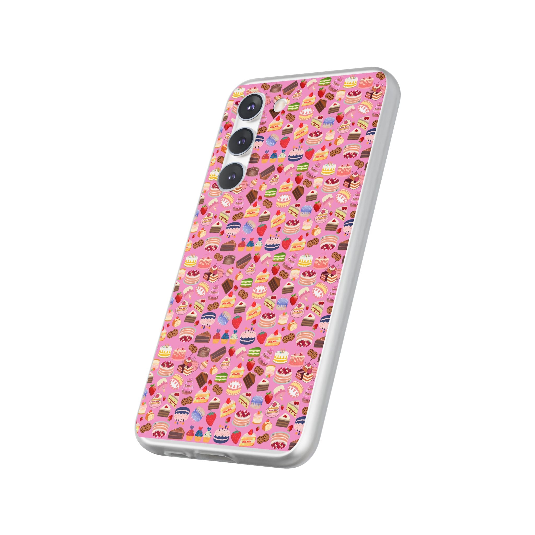 Happy Cake Pink Flexi Clear Cases for Most Phone Types (FWS)