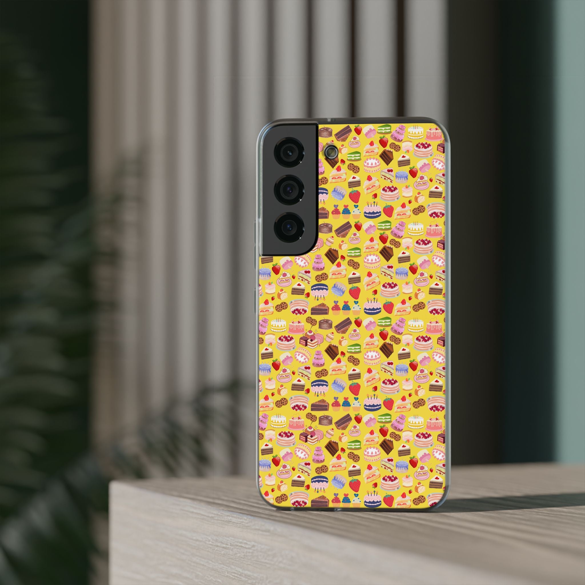 Happy Cake Yellow Flexi Clear Cases for Most Phone Types (FWS)